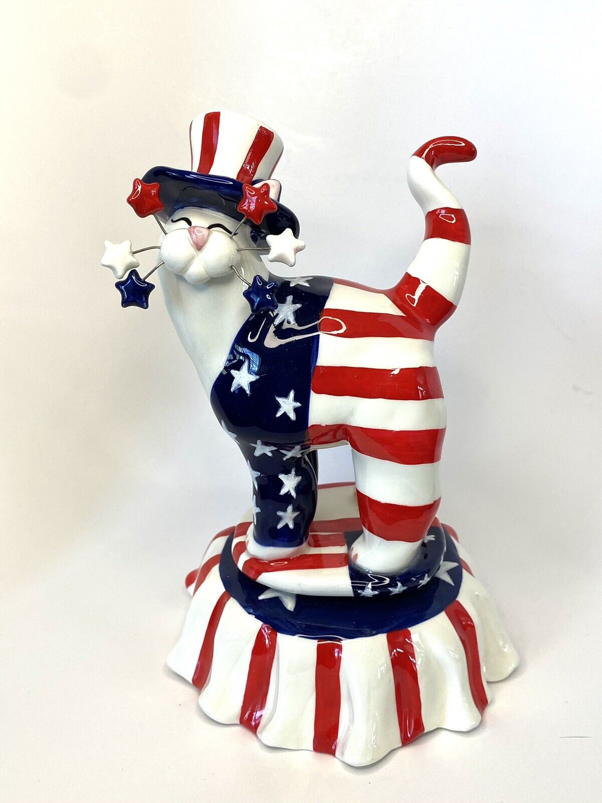 Rare Amy Lacombe Musical Kitty Independence Day Red White Blue Yankee Doodle
