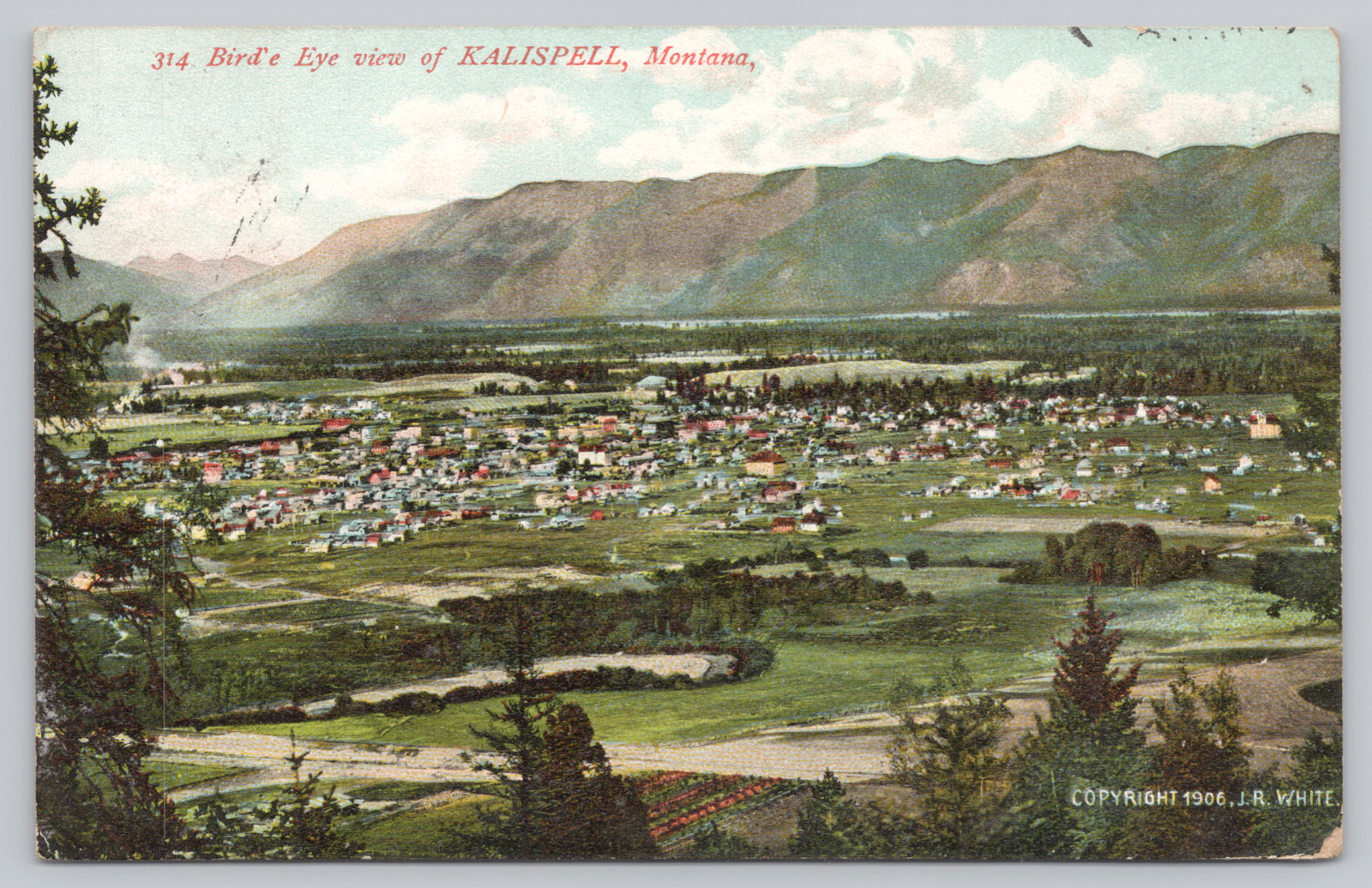 Postcard Bird's Eye View of Kalispell Montana