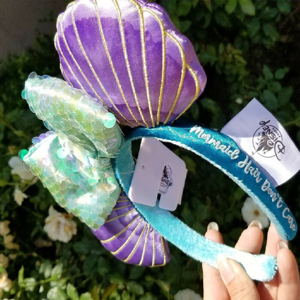 US Disney Parks Little Mermaid Hair Ariel Purple Iridescent Minnie Ears Headband