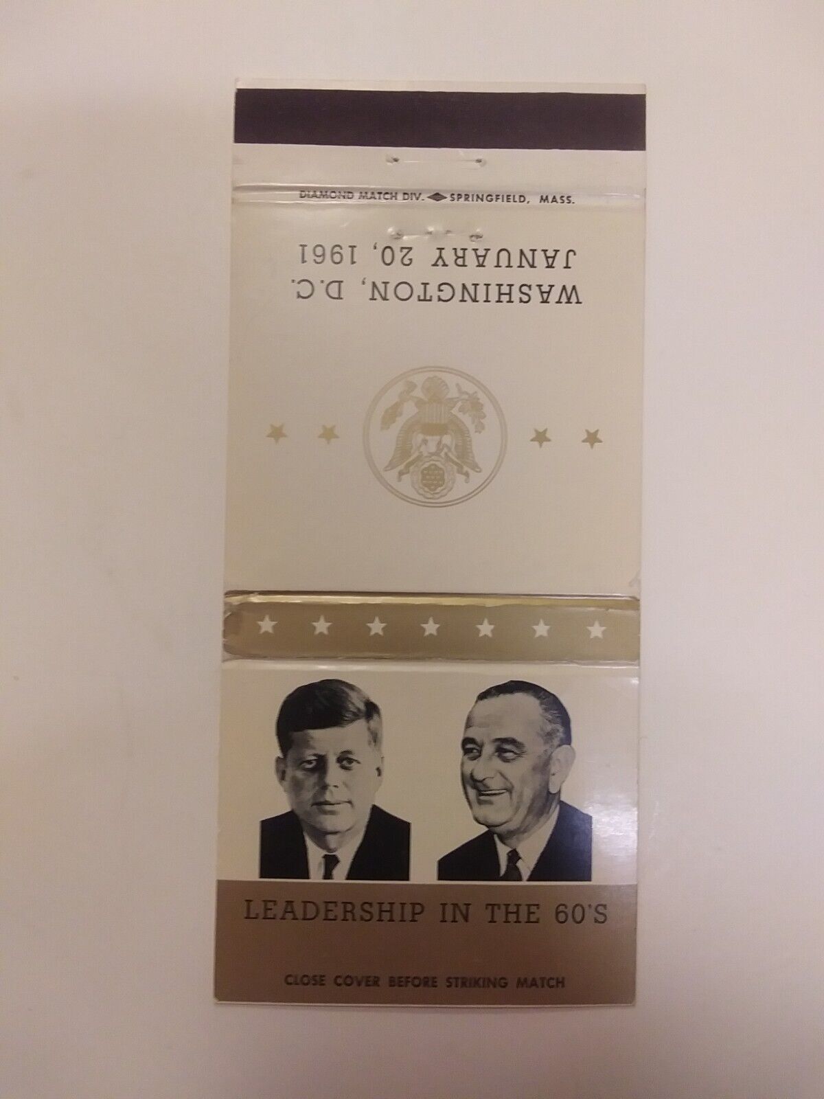 Kennedy & Johnson Leadership In The 60's Washington DC January 20 1961 Matchbook