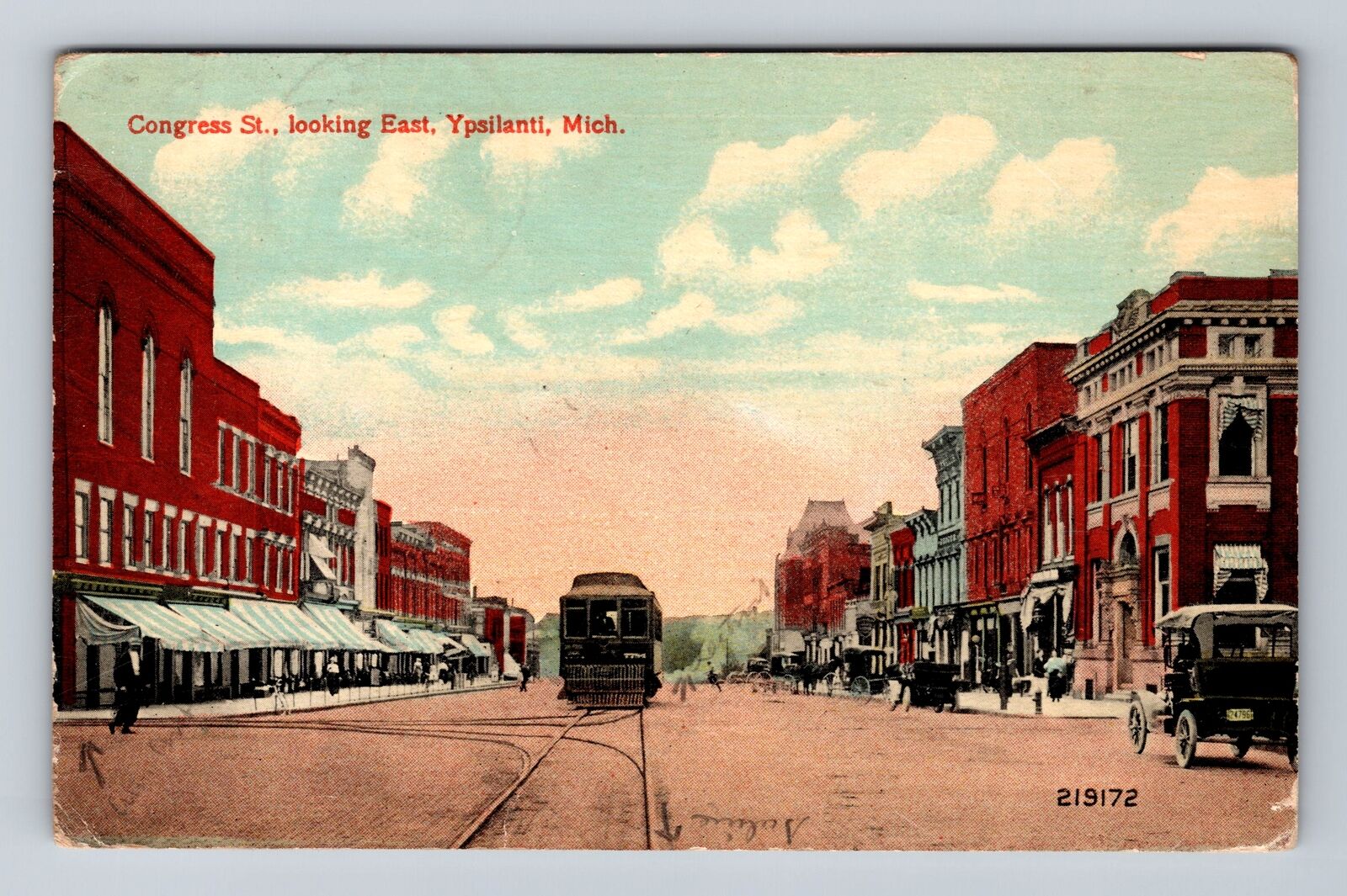 Ypsilanti MI-Michigan, Congress St Looking East, Vintage c1915 Postcard