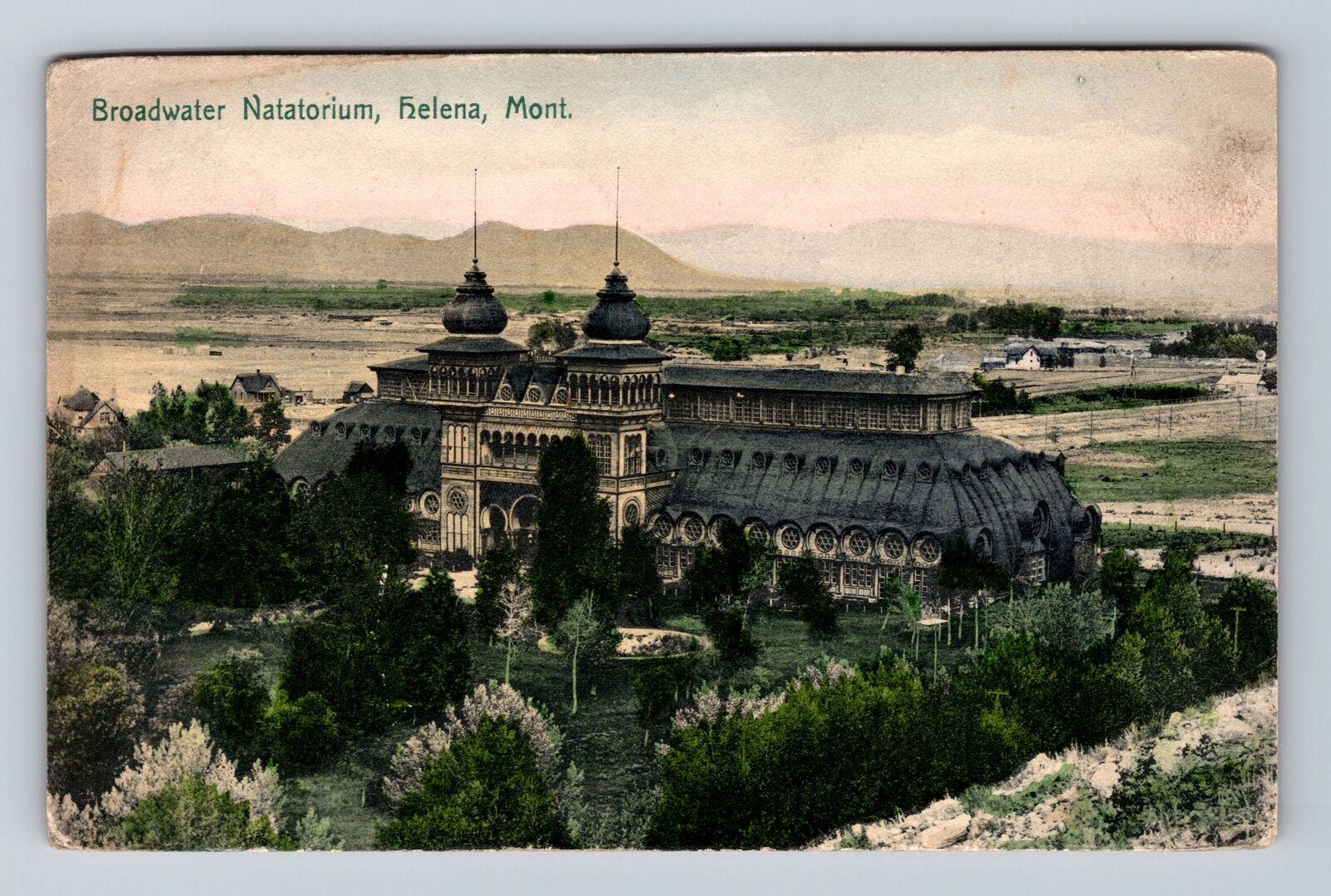 Helena MT-Montana, Broadwater Natatorium, Antique, Souvenir Vintage Postcard