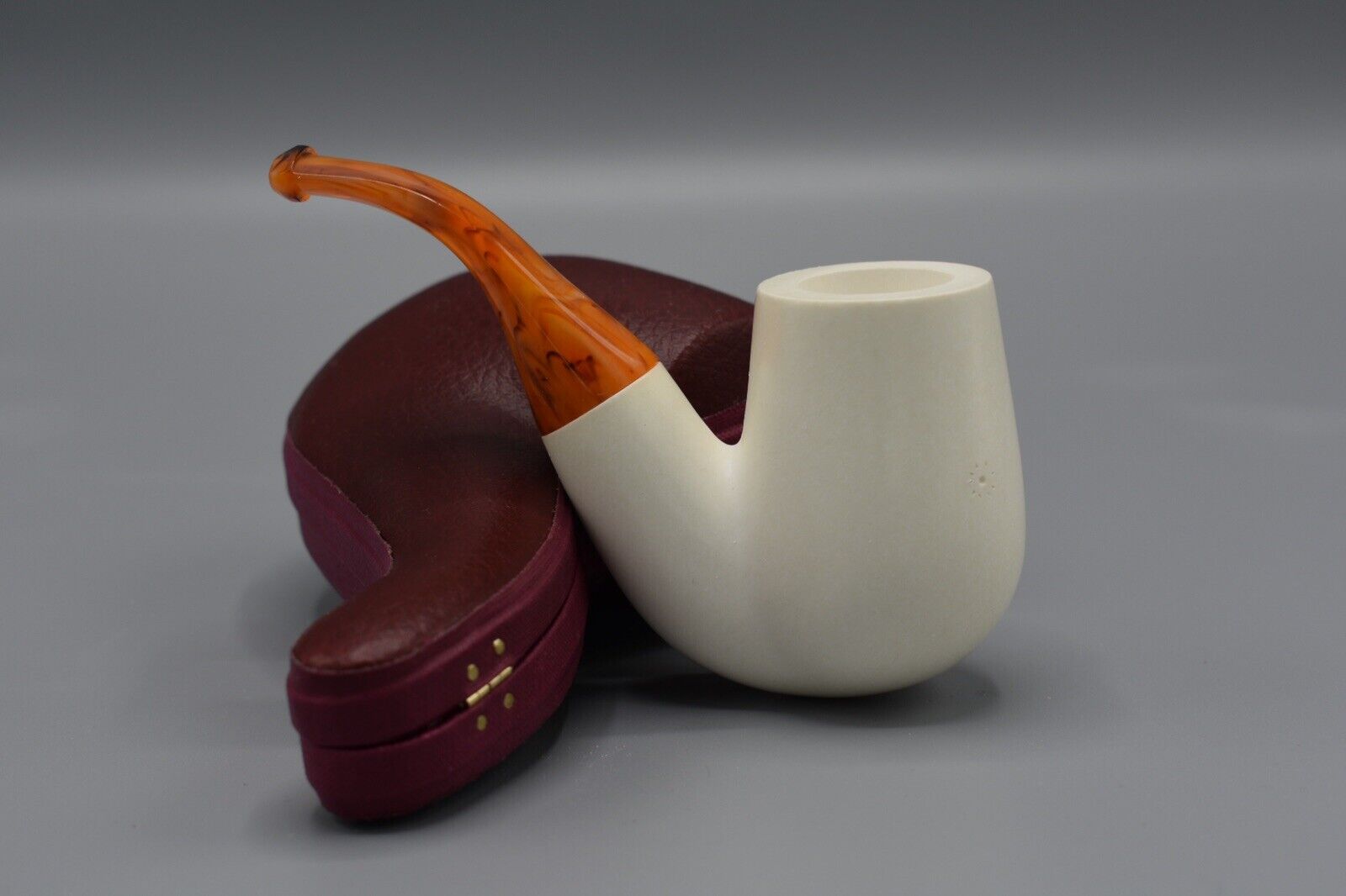Nose warmer Smooth Brandy Pipe By Ali new-block Meerschaum Handmade W Case#328
