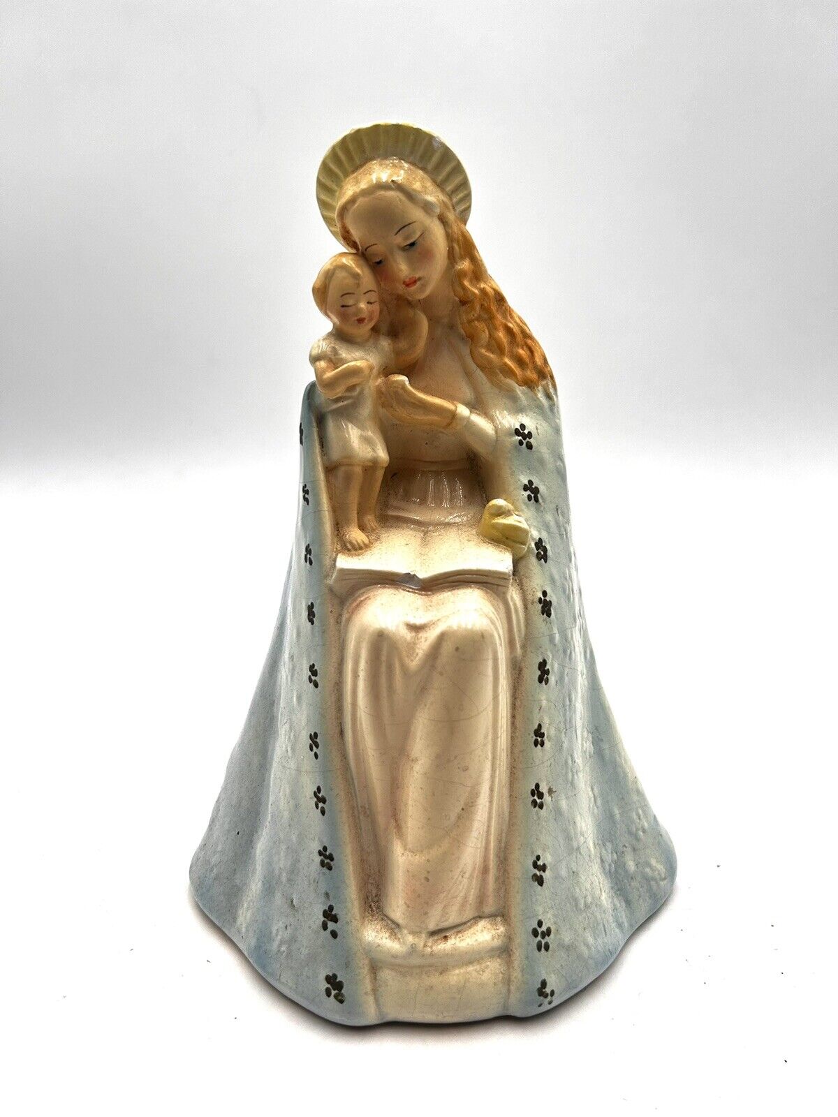 Vintage Catholic Madonna & Child Statue Roman Art Robia Ware 399
