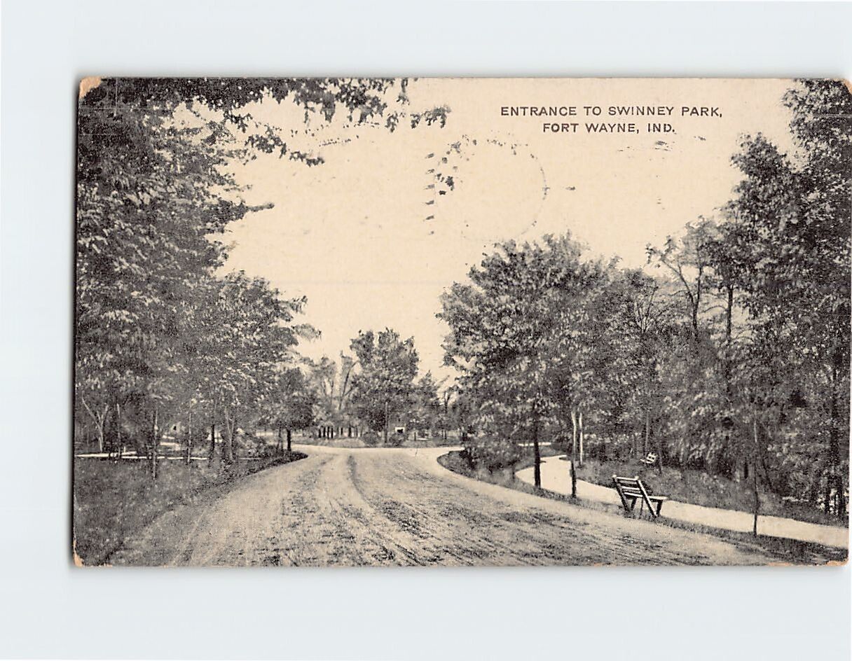Postcard Entrance to Swinney Park Fort Wayne Indiana USA