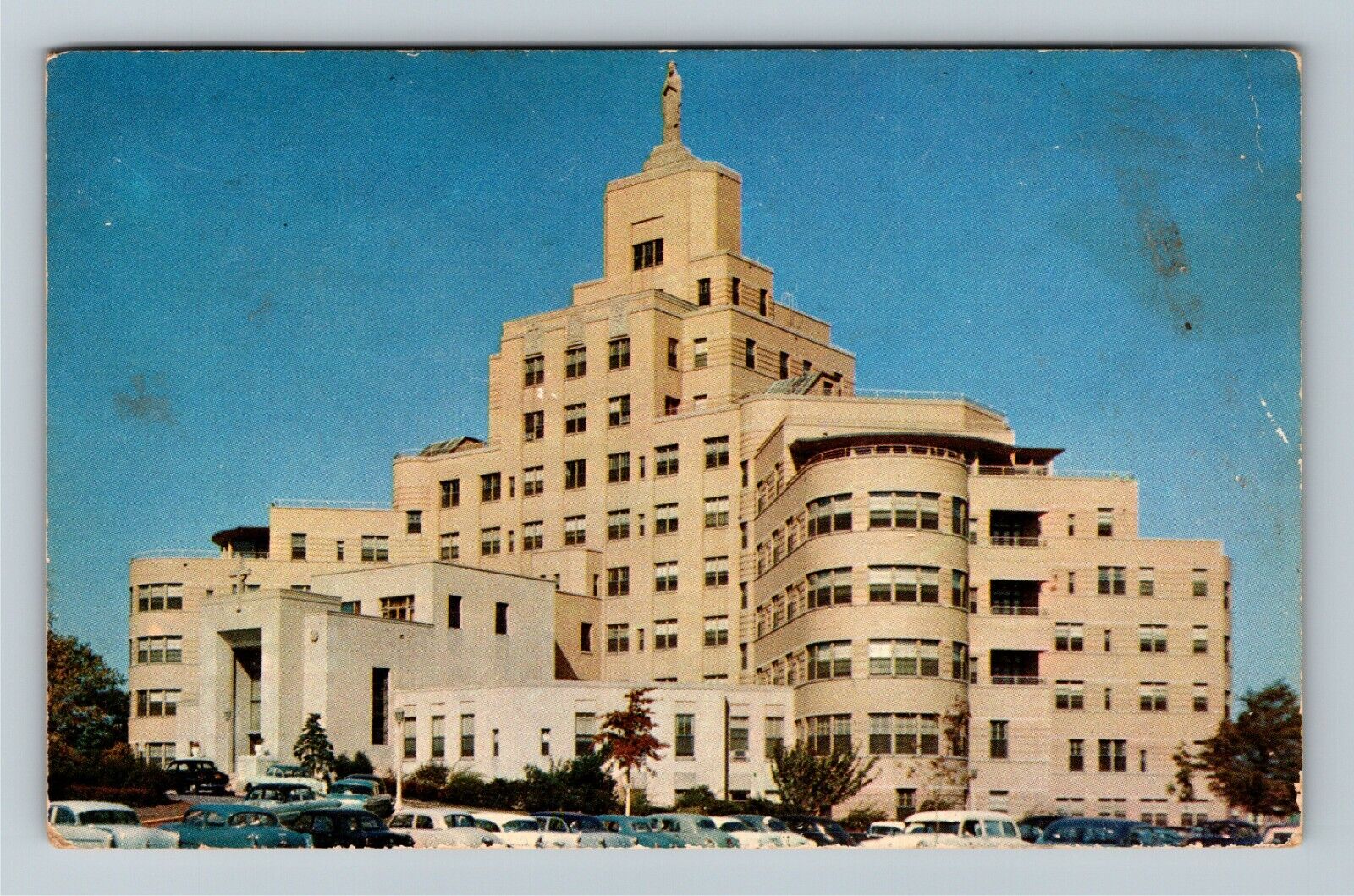 Camden NJ-New Jersey Lady Of Lourdes Hospital Classic Cars Chrome c1962 Postcard