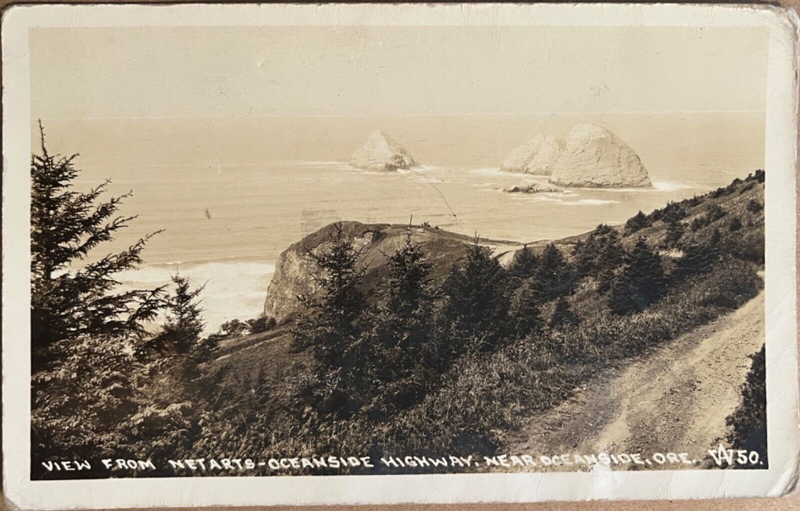 RPPC Netarts Oregon Oceanside Highway Real Photo Postcard c1930