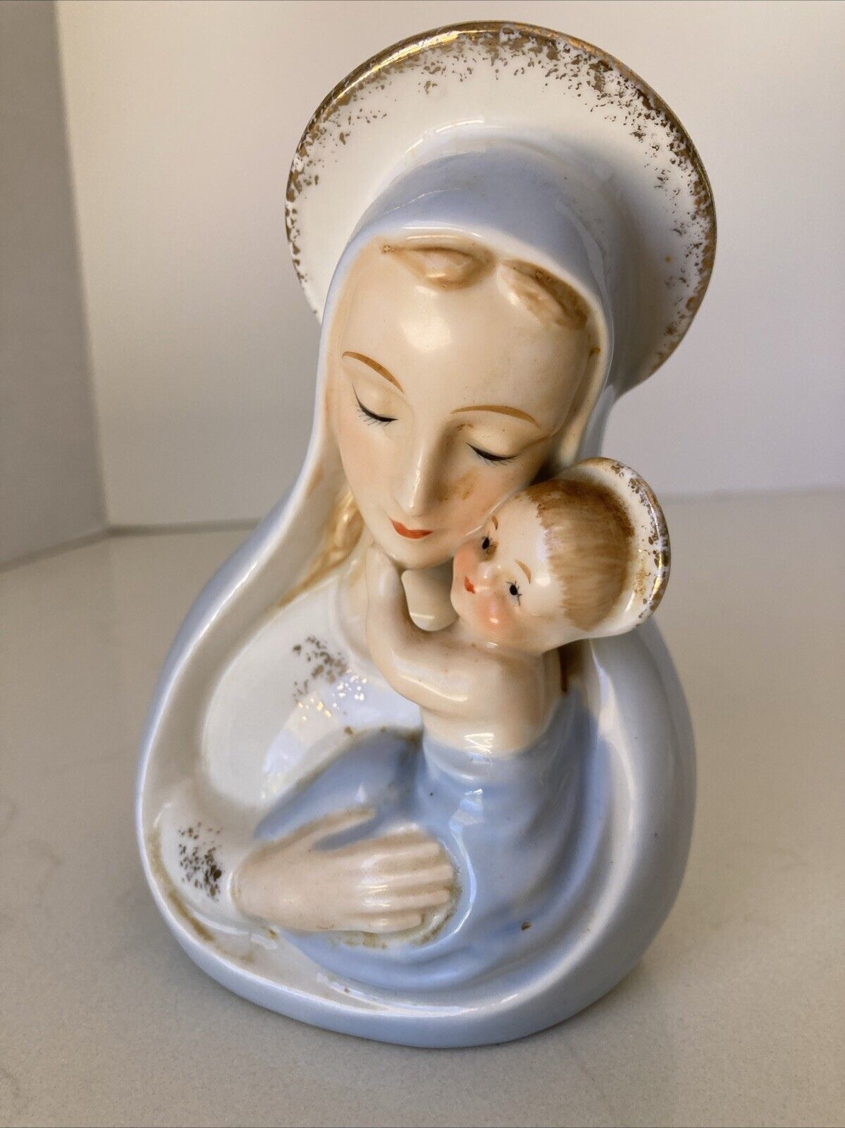 Vintage Virgin Mary & Baby Jesus Ceramic Planter Madonna Made in Japan #4151