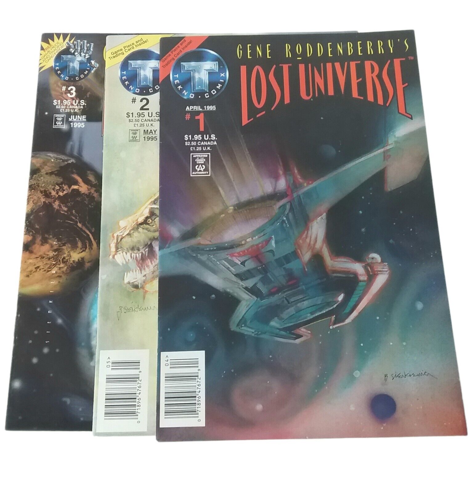 LOST UNIVERSE Issue #1, 2, 3 April May June 1995 Tekno Comix Gene Roddenberry\'s