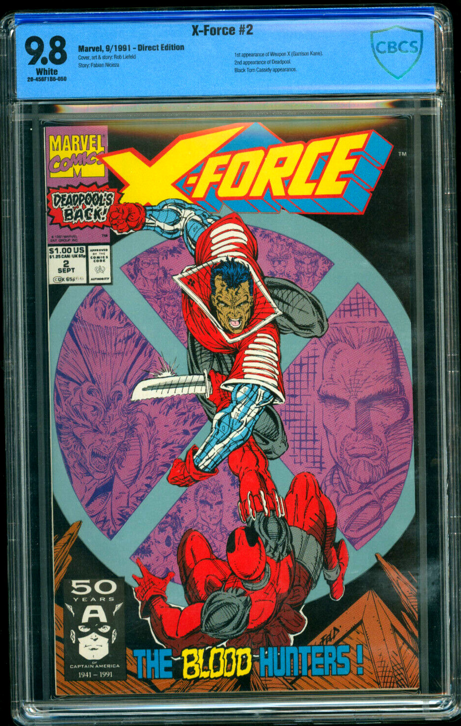 X-Force #2 2nd Appearance App Deadpool CBCS 9.8 Liefeld CGC Marvel Comics 1991