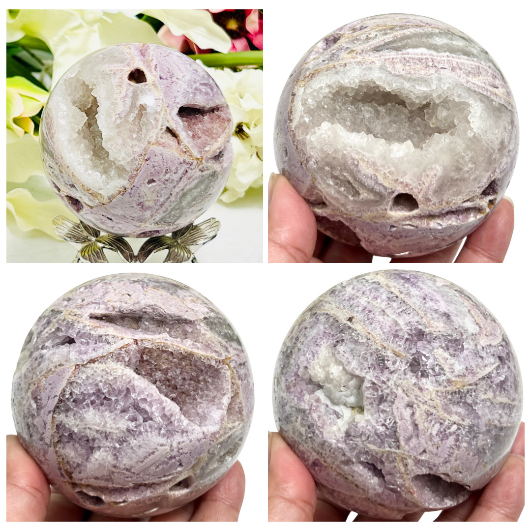 Silky Purple Fluorite Sphere Healing Crystal Ball 943g 85mm