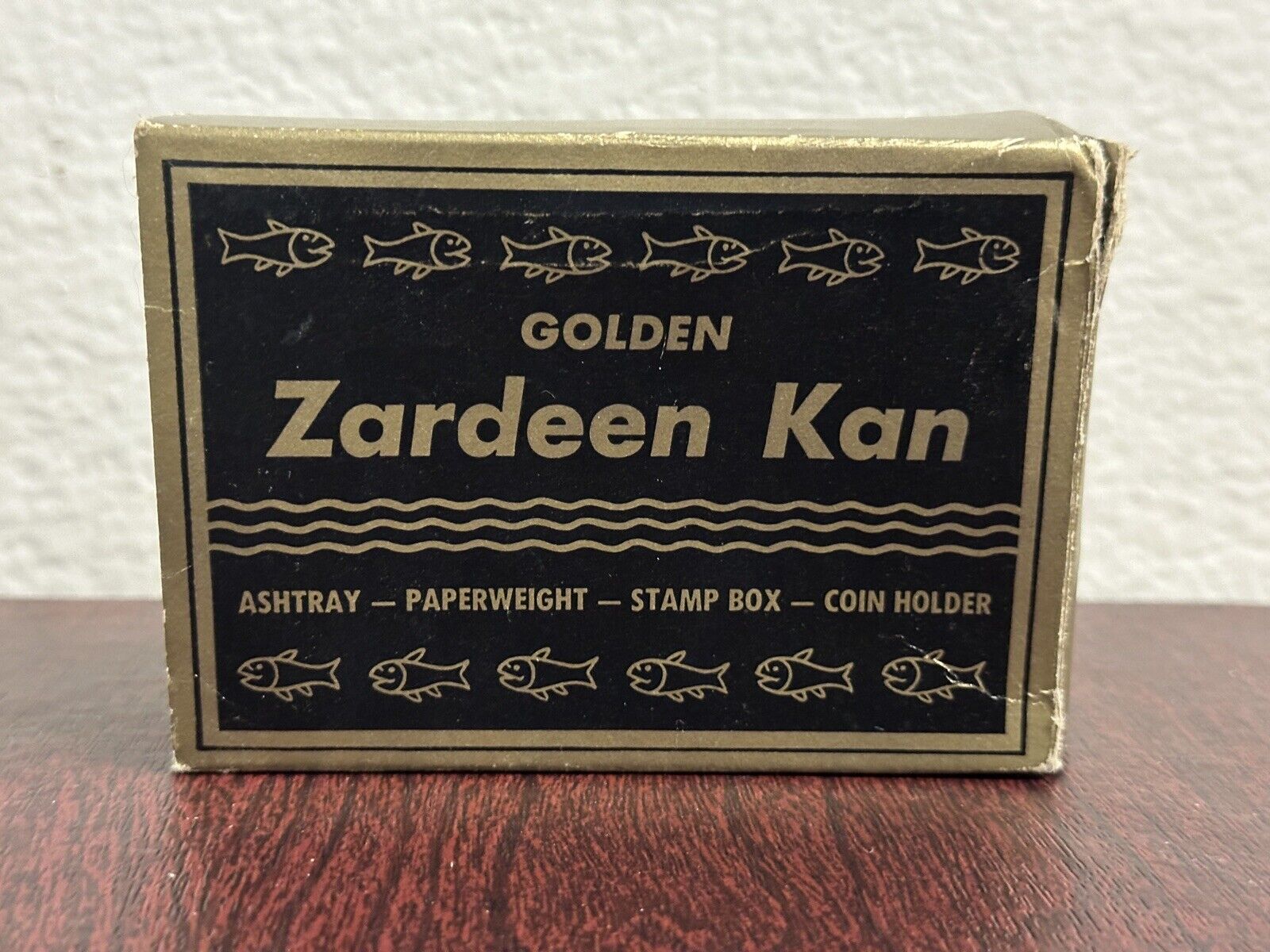Vintage 60’s Golden Zardeen Kan Ashtray Paperweight Stamp Box Coin Holder Gold