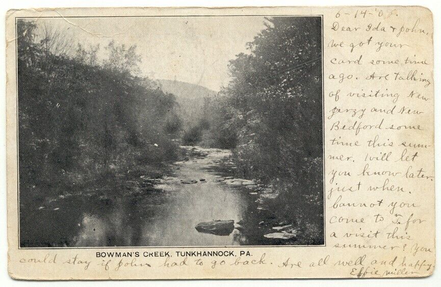 Tunkhannock PA Bowman\'s Creek c1908 Postcard ~ Pennsylvania