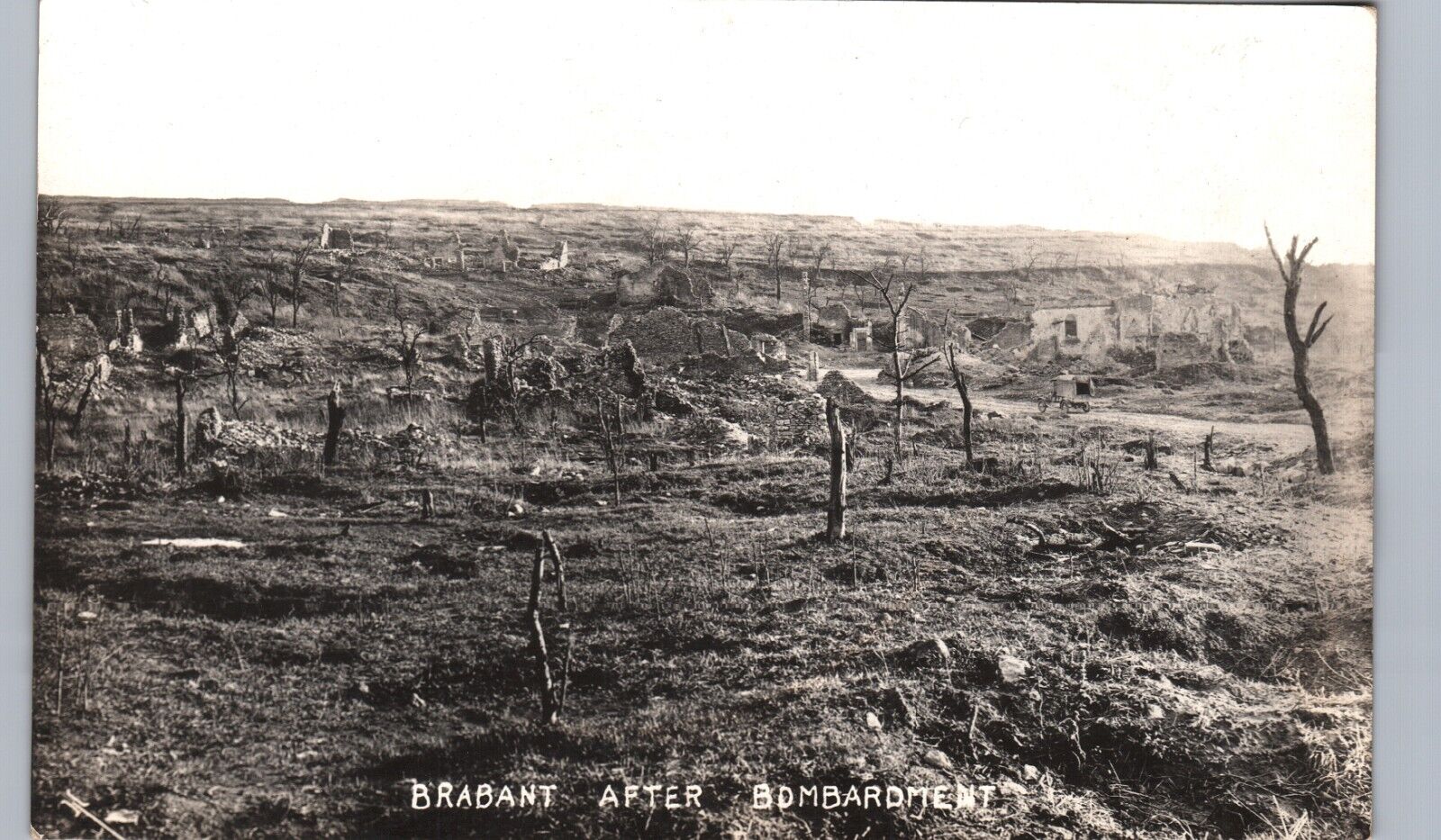 WW1 BATTLEFIELD BOMBED belgium brabant real photo postcard rppc bombardment war