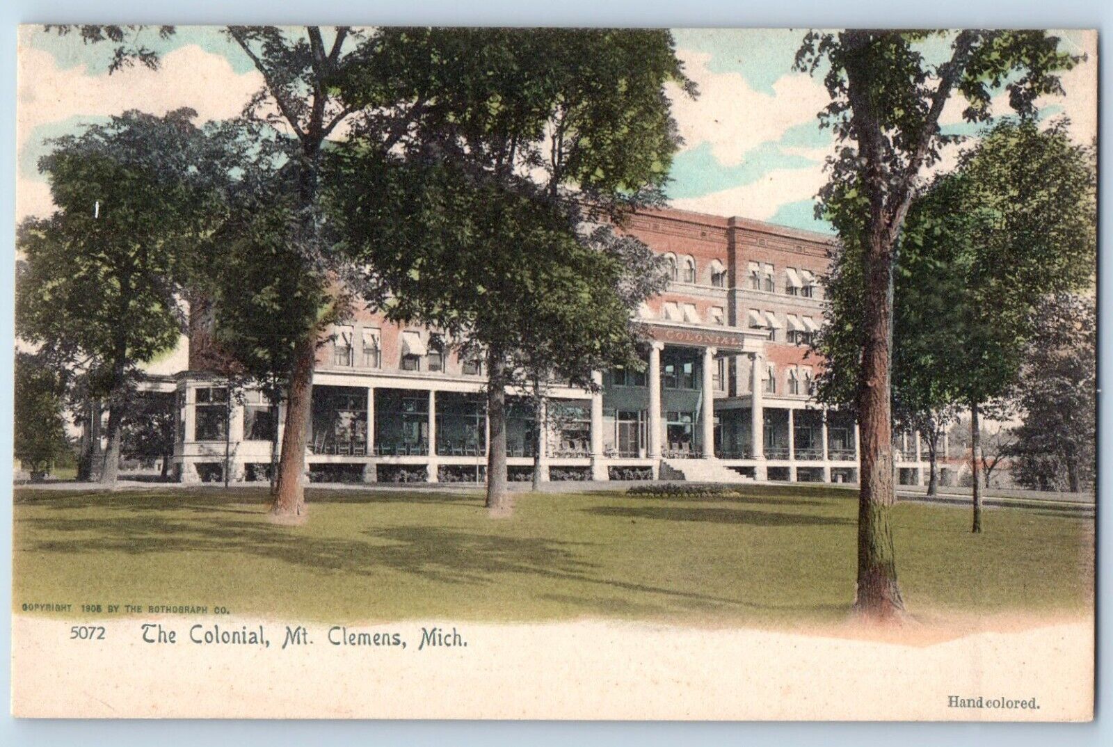 Mt Clemens Michigan MI Postcard The Colonial Building Field Trees Exterior 1905