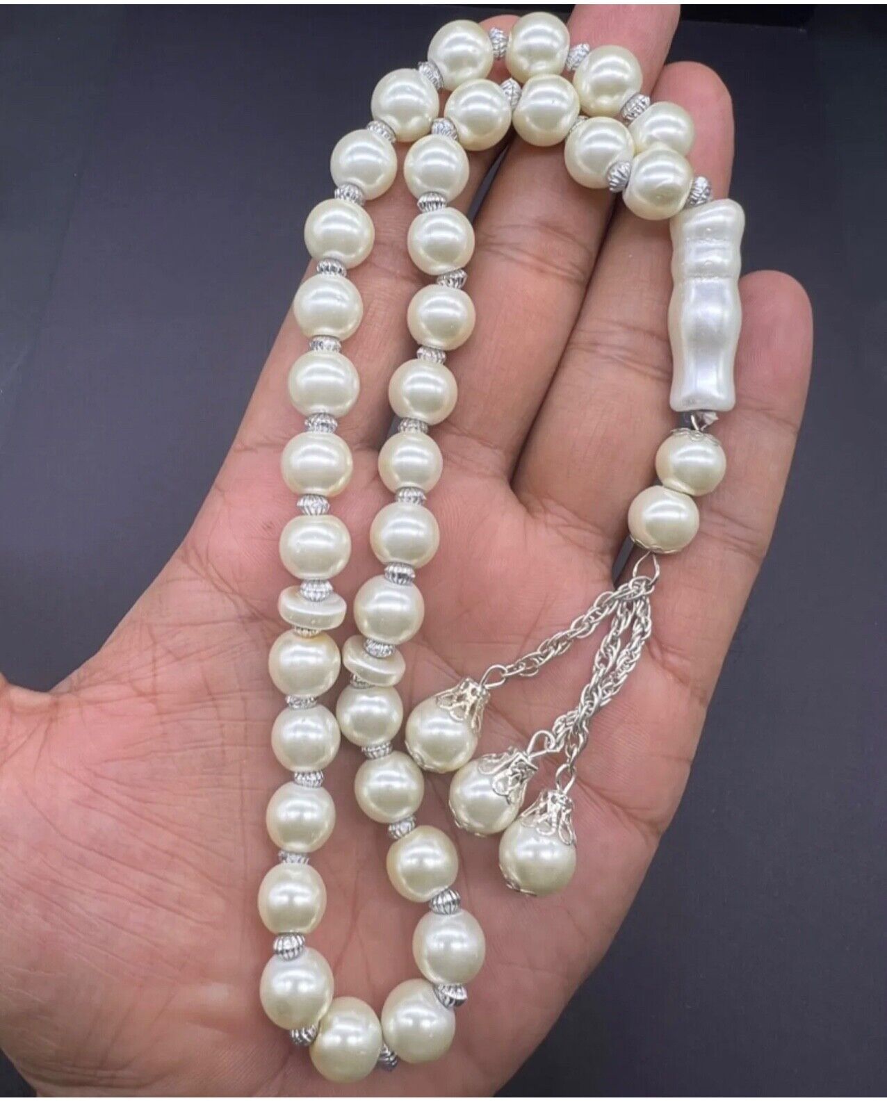 A Very Natural Old Unique Natural Pearls Islamic Rosary 📿 Tasbhi Beads