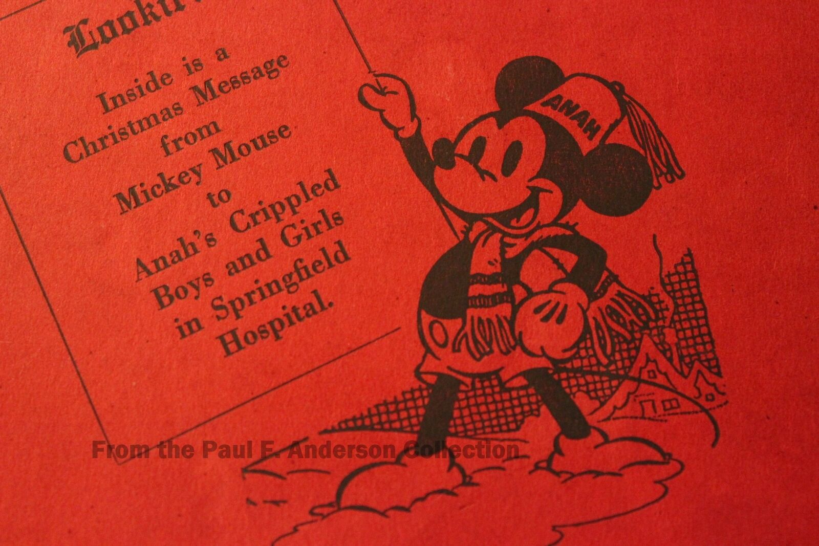 Anahgram 1937 Walt Disney Mickey Mouse Christmas Springfield Children's Hospital