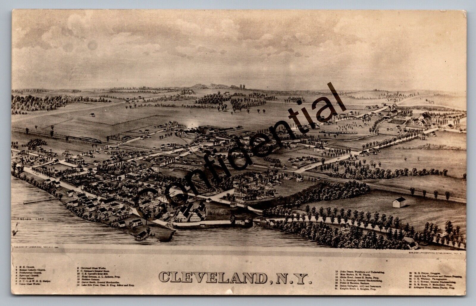 Rare Artist Conception Real Photo Aerial Of Cleveland New York NY RP RPPC I-56