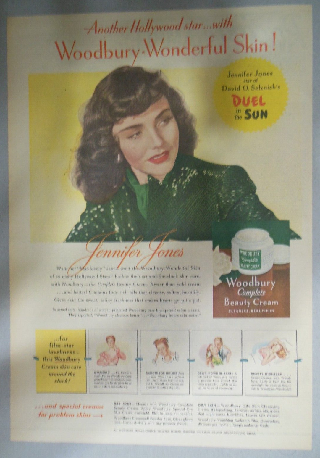 Woodbury Cream Ad: Featuring Jennifer Jones from 1940's Size:  11  x 15 inches