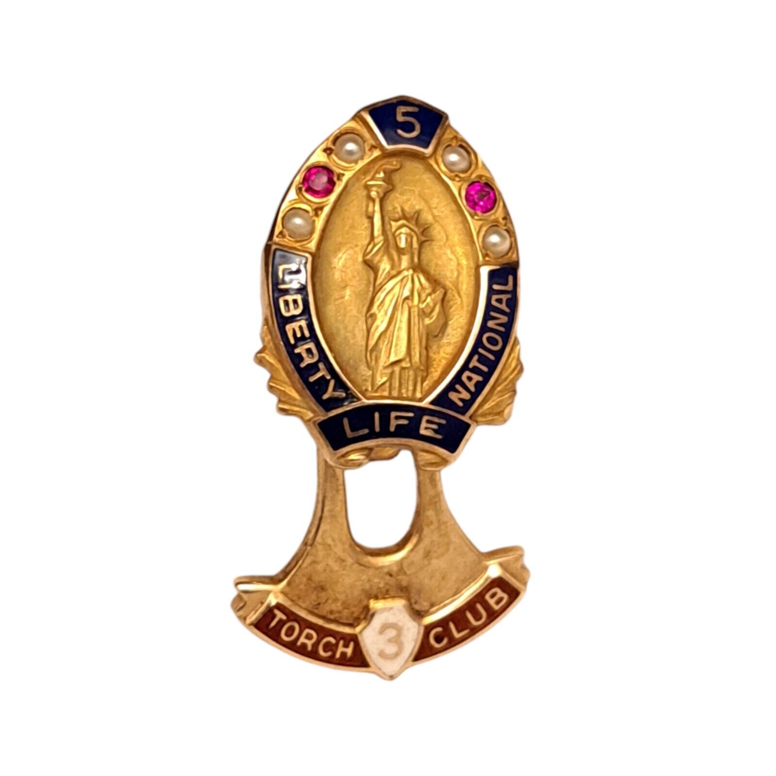 Vintage Liberty National 10K Gold Service Pin 5 Years LGB 3.6 G Pendant Jeweled 