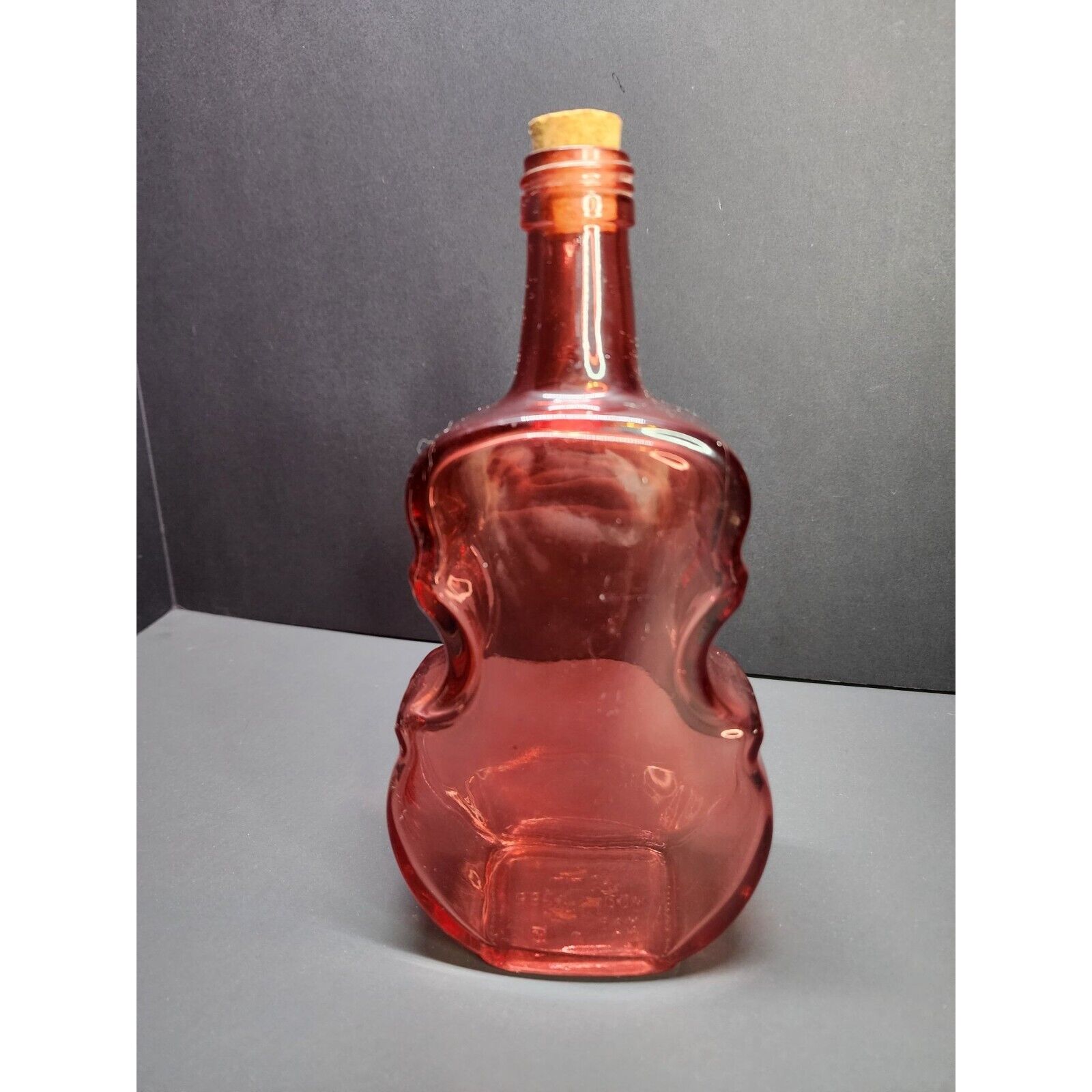 Vintage Violin Shaped Bottle Wheaton Glass Figural Ruby Red with Stopper