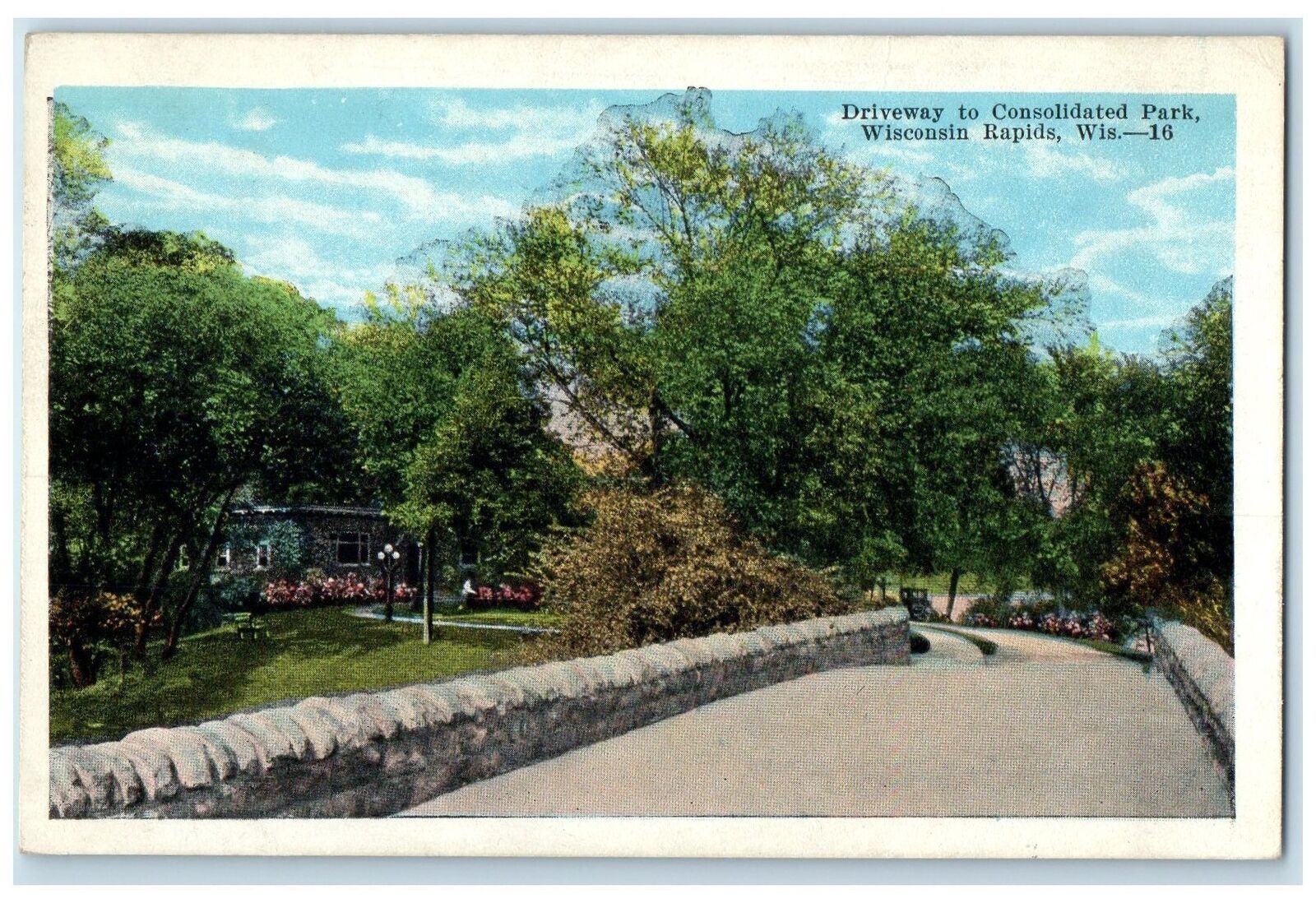 1931 Driveway To Consolidated Park Wisconsin Rapids Wisconsin WI Posted Postcard