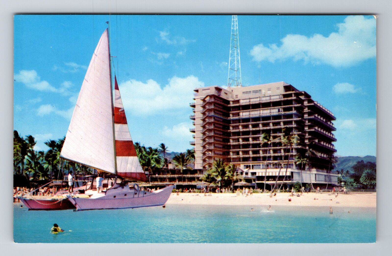 Hawaii HI-Hawaii, Duke Kahanamoku Beach Catamaran, Antique Vintage Postcard