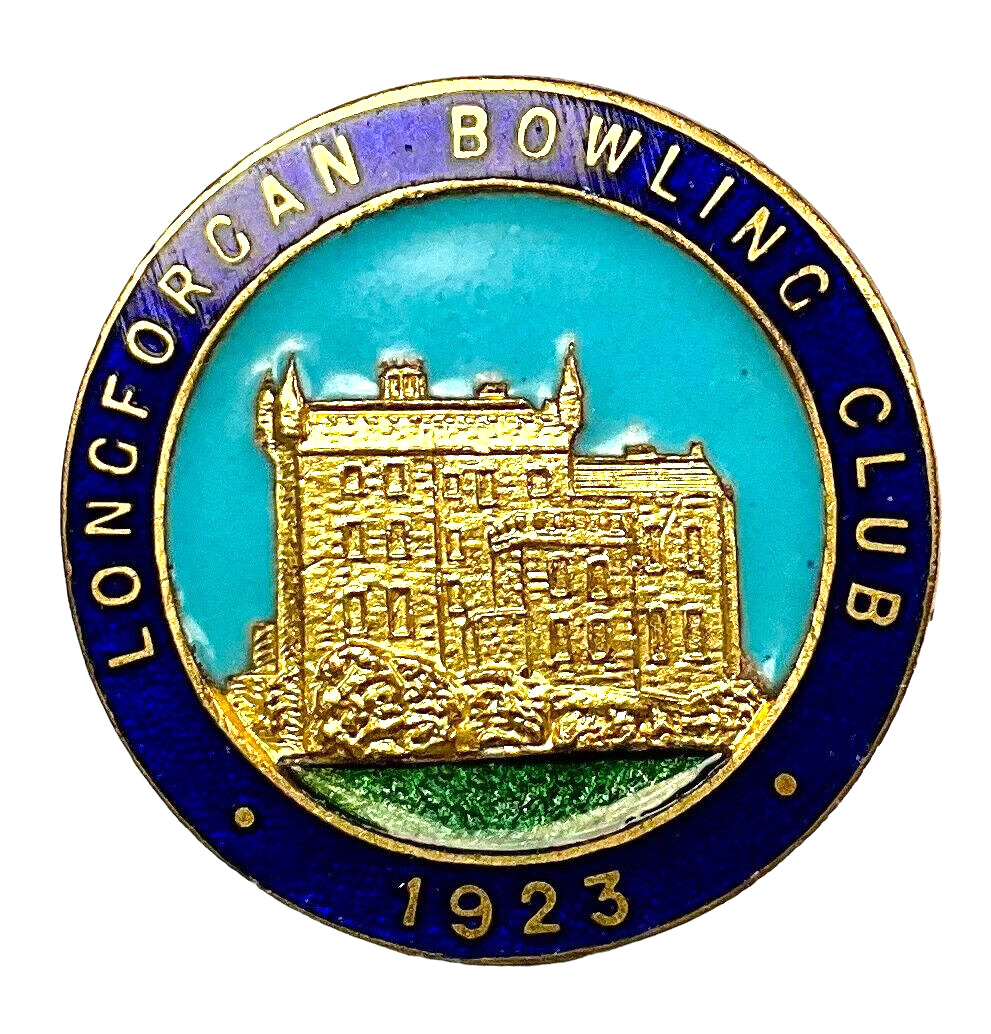 Vintage Old Longforgan Bowling Bowls Club Members Enamel Brooch Badge