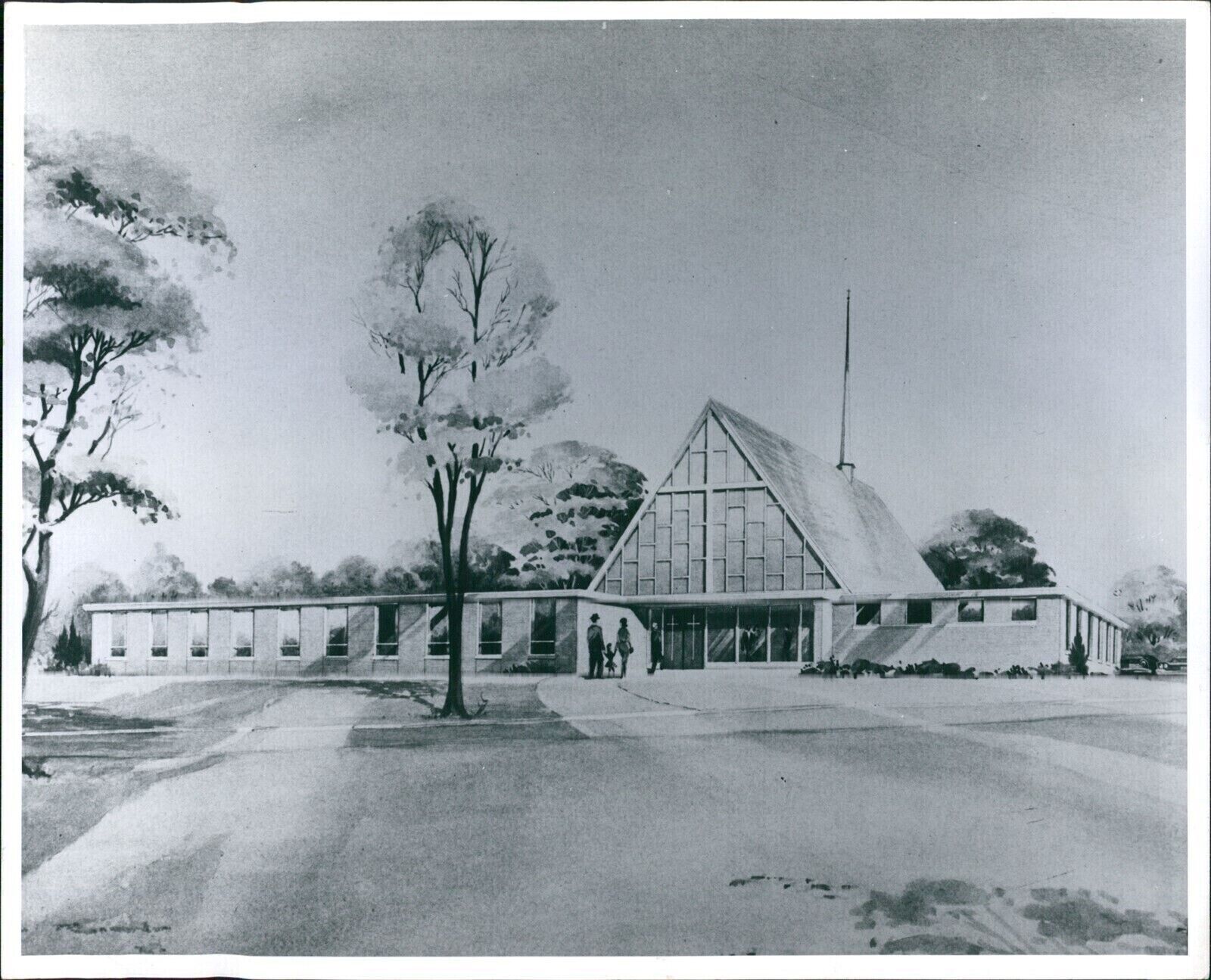 1966 Immanuel Presbyterian Church Religious East Road Vintage Drawing 8X10 Photo