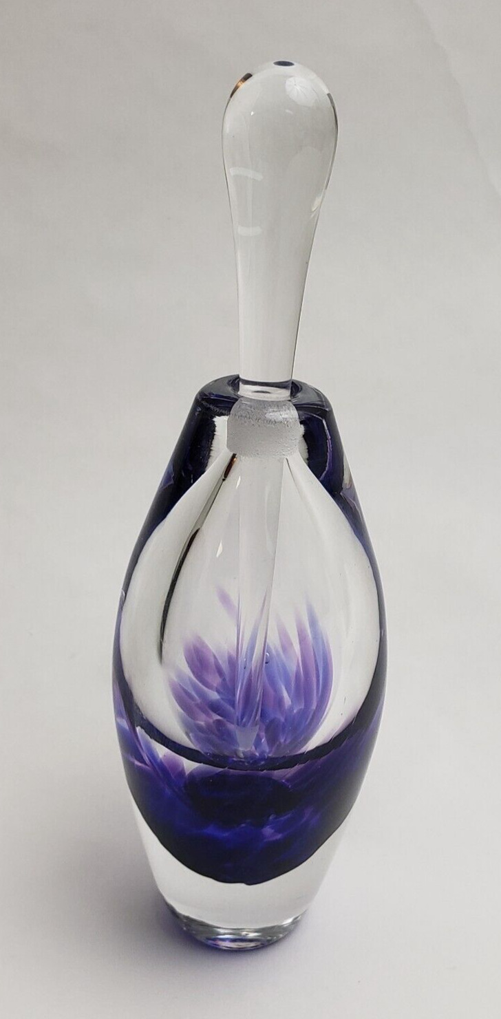 Fire Island Art Glass Perfume Bottle M. LaBarbera AVC88 Clear Purple 2003 Signed