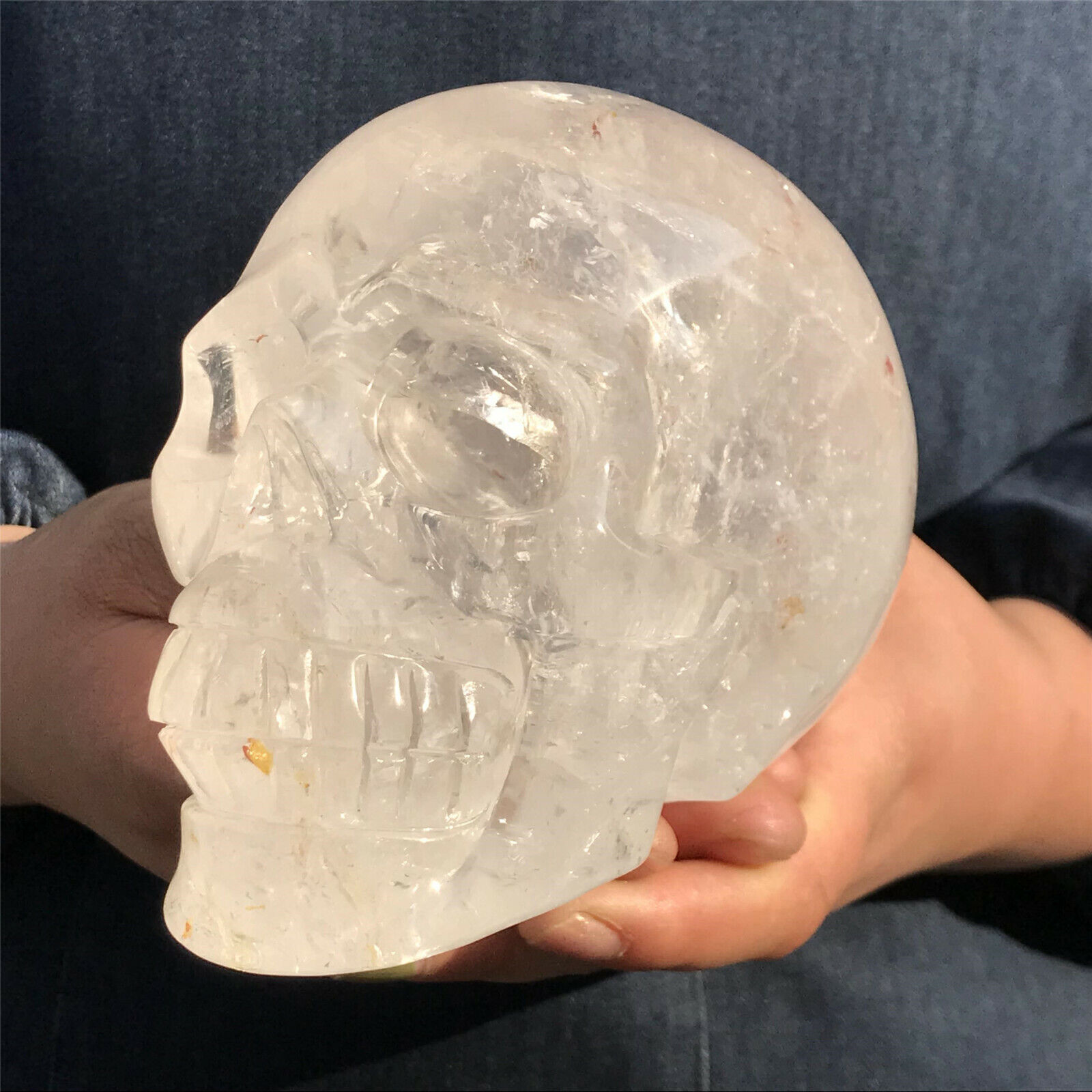 3.41LB TOP Natural clear quartz skull Hand Carved Crystal Healing MXK1541