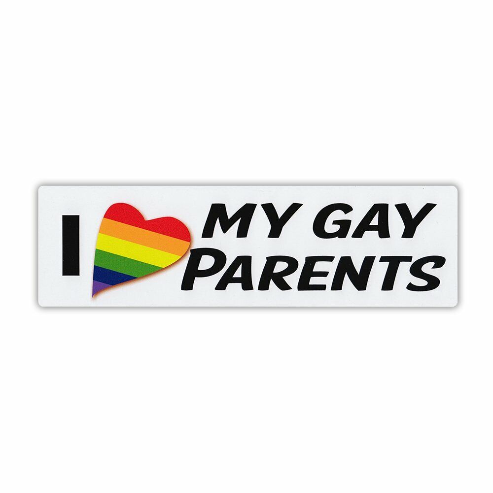 Sticker, Bumper Sticker, I Love My Gay Parents, LGBTQ Rainbow Heart, 10\