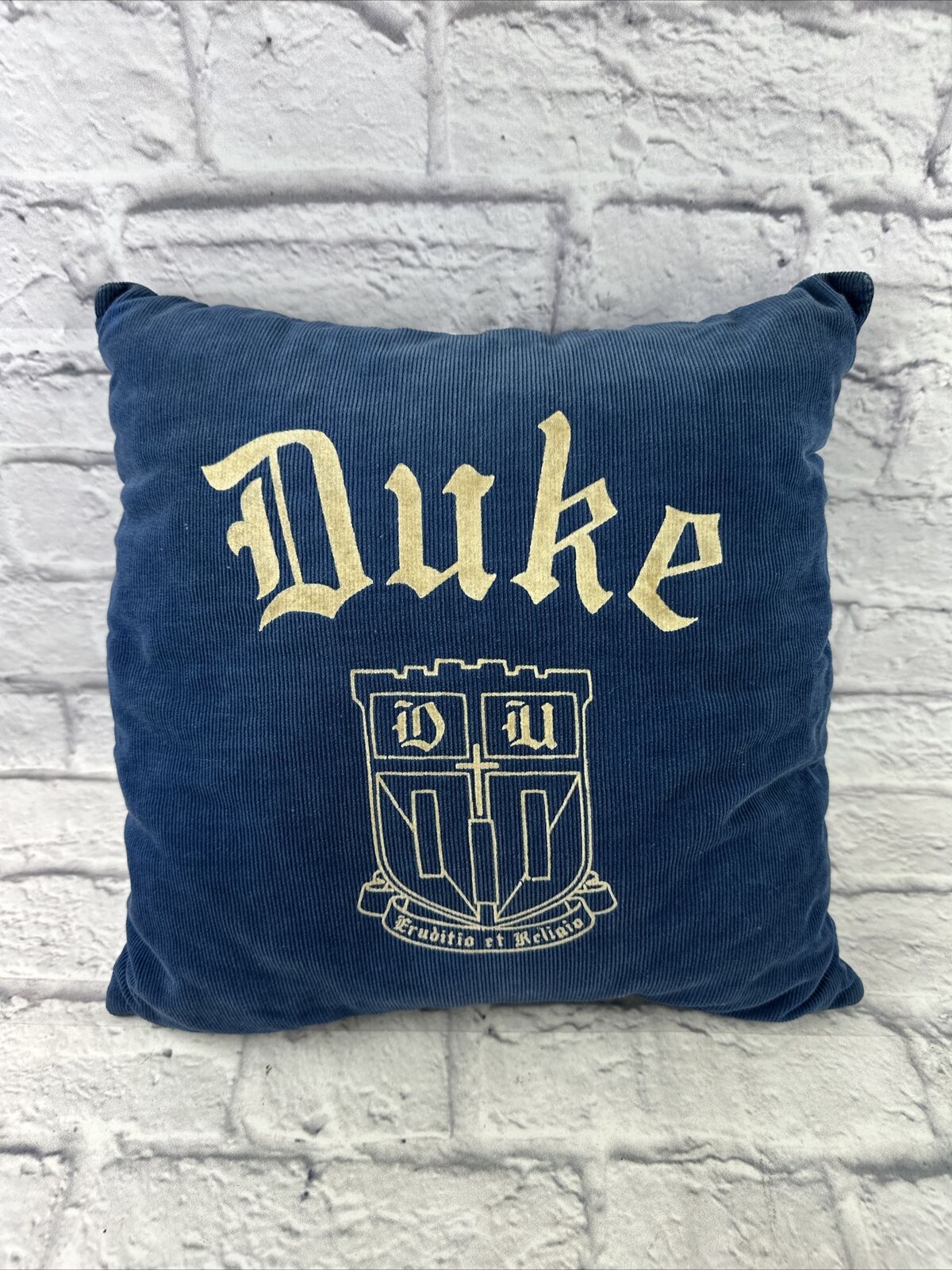 Vintage Duke university pillow 13” by 13” Rare Find Corduroy Feel.