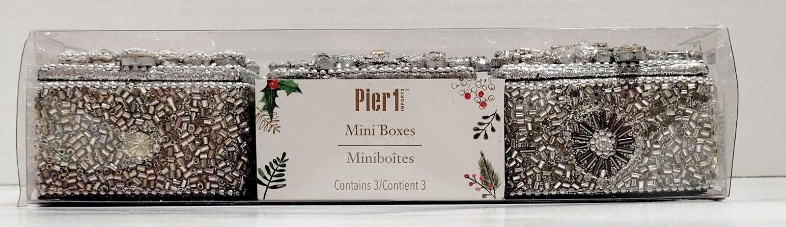 Pier 1 Mini Trinket Boxes, Christmas, Snowflake, Set of 3