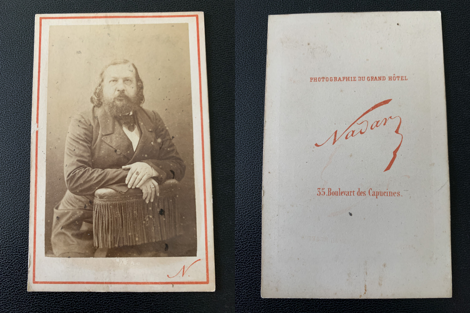 Nadar, Paris, Théophile Gautier Vintage Albumen Print CDV.d'after Burning