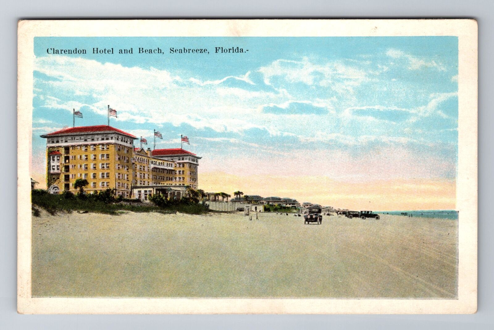 Seabreeze FL-Florida, Clarendon Hotel And Beach, Antique, Vintage Postcard