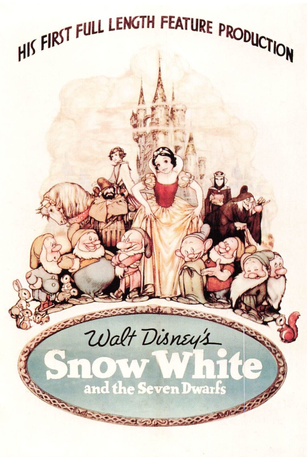 1937 Disney Snow White 7 Seven Dwarfs Mini Movie Poster Postcard Repro 4x6