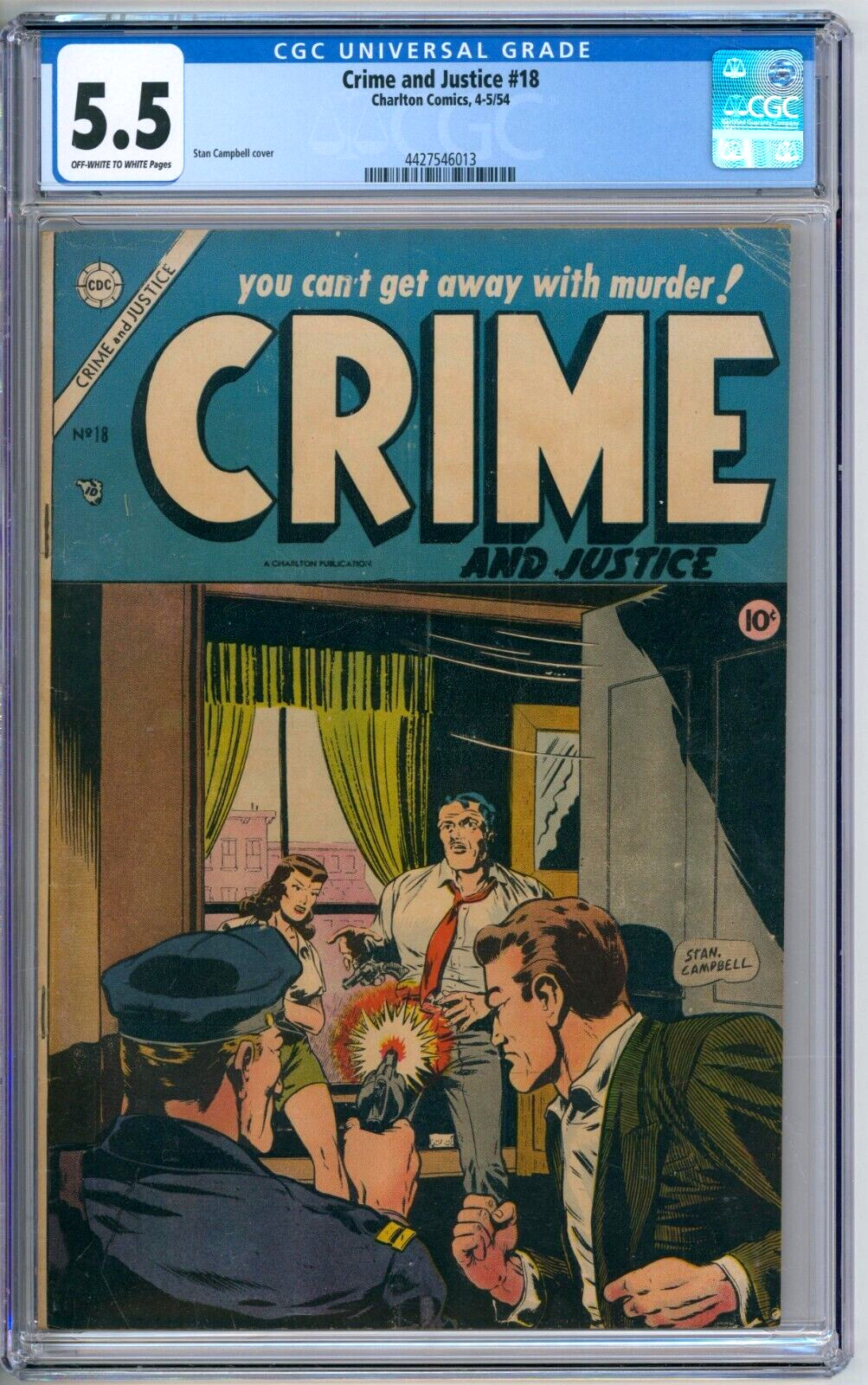 Crime And Justice 18 CGC Graded 5.5 FN-  Charlton Comics 1954