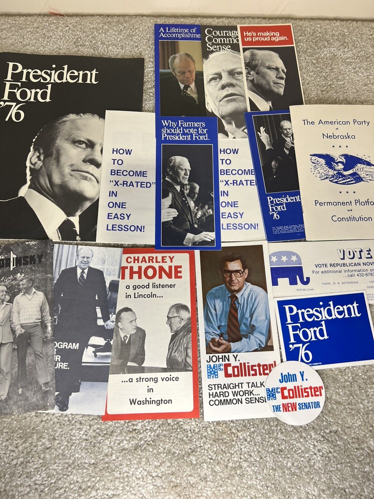 Vtg Gerald Ford Presidential Campaign Pamphlets And Documents. Lot 