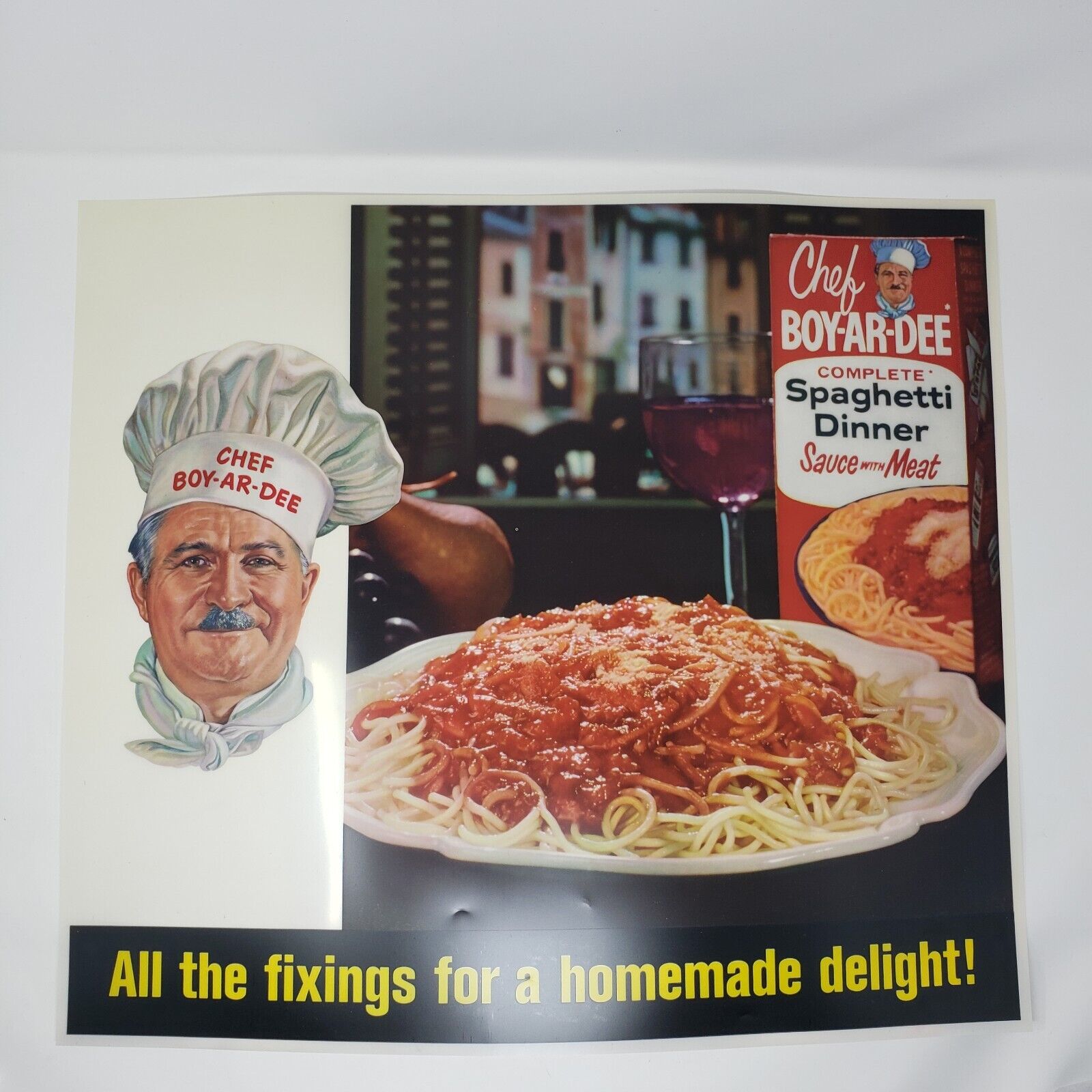 VERY RARE Vintage Print Ad 19x21 Vellum 1961 Chef Boy-ar-dee Spaghetti Dinner 