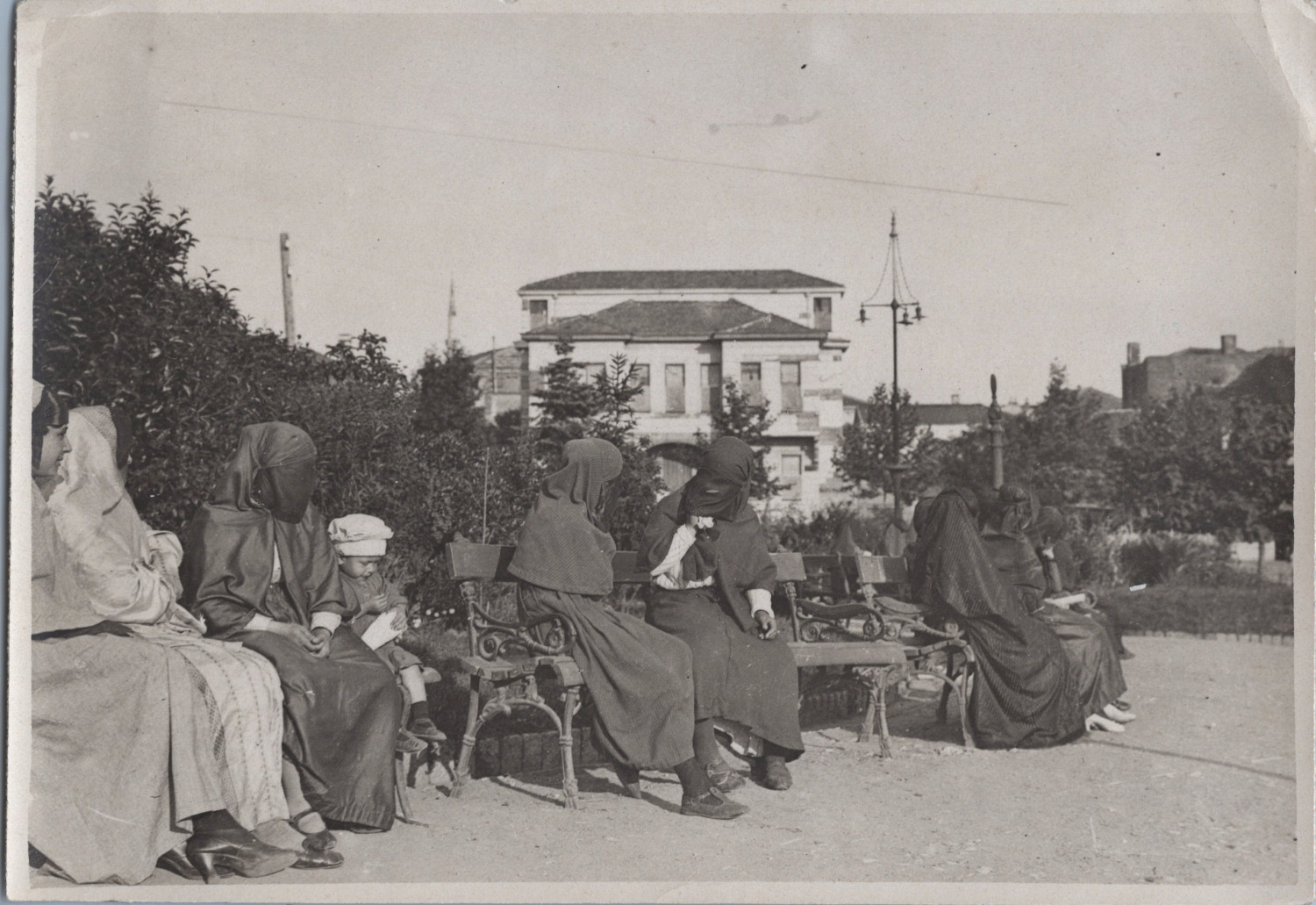 Constantinople, Turkish Women in the Municipal Park, Vintage Print, 1919 Wine Print