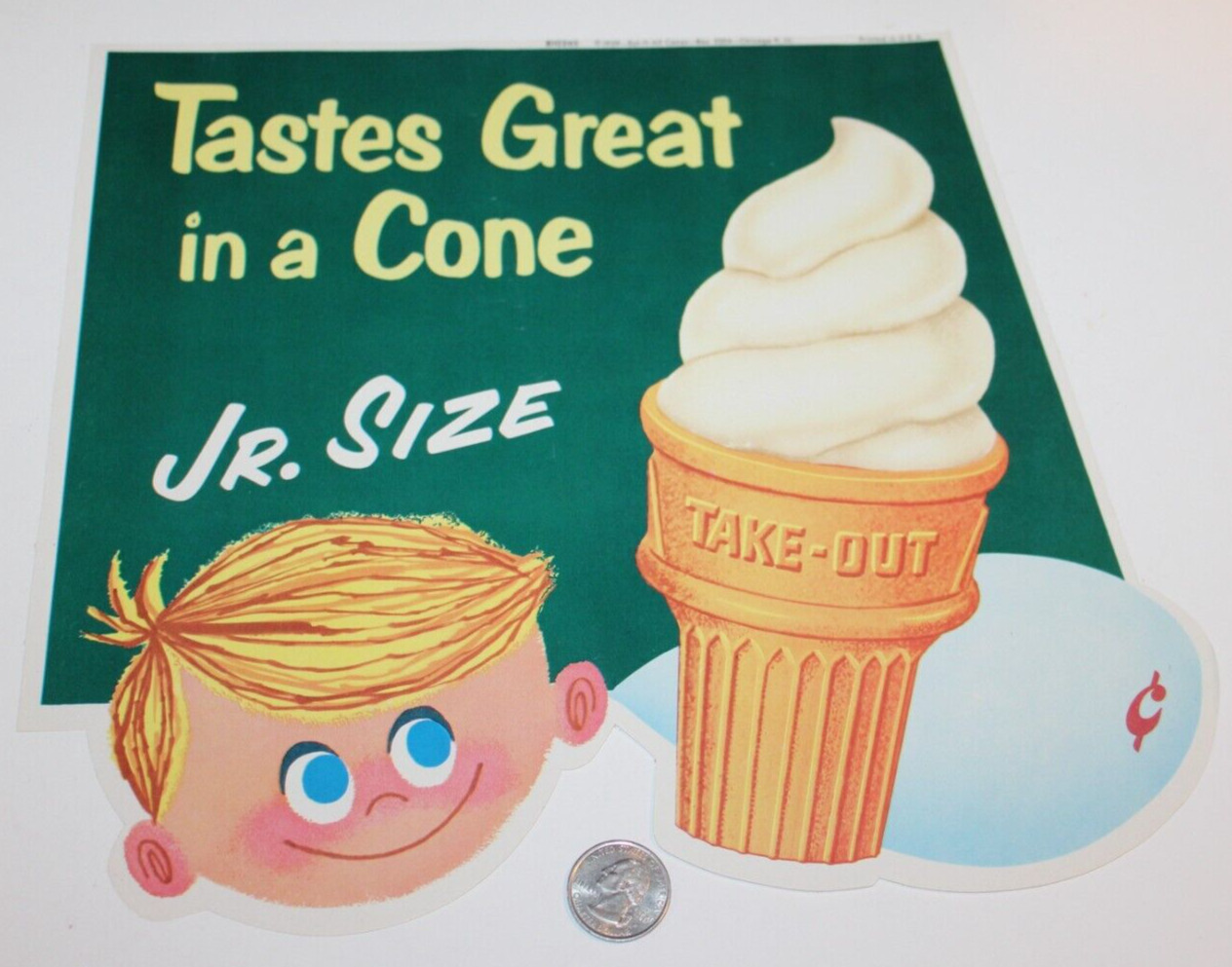VTG 1959 Eat it All Ice Cream Cone store sign display Tastee Freez advertising
