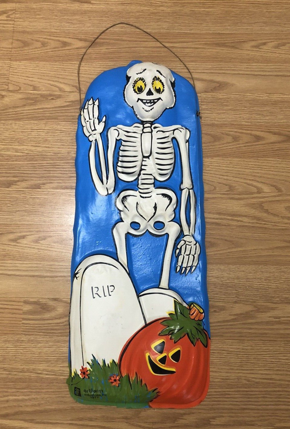 Vintage 1977 Artform Vacuform Halloween Skeleton Pumpkin Plastic Decor 24\