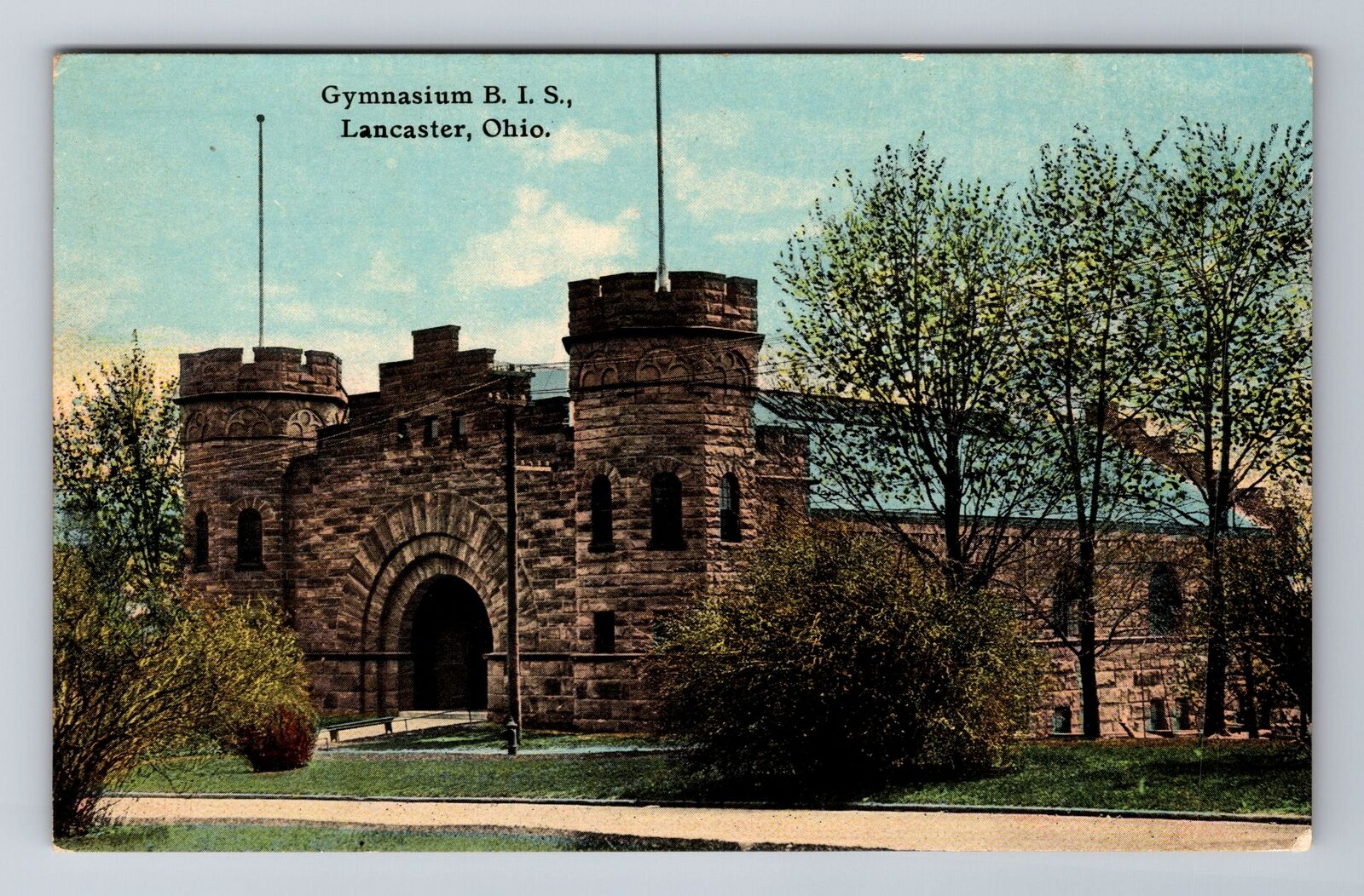 Lancaster OH-Ohio, Gymnasium B.I.S., Antique Vintage Souvenir Postcard