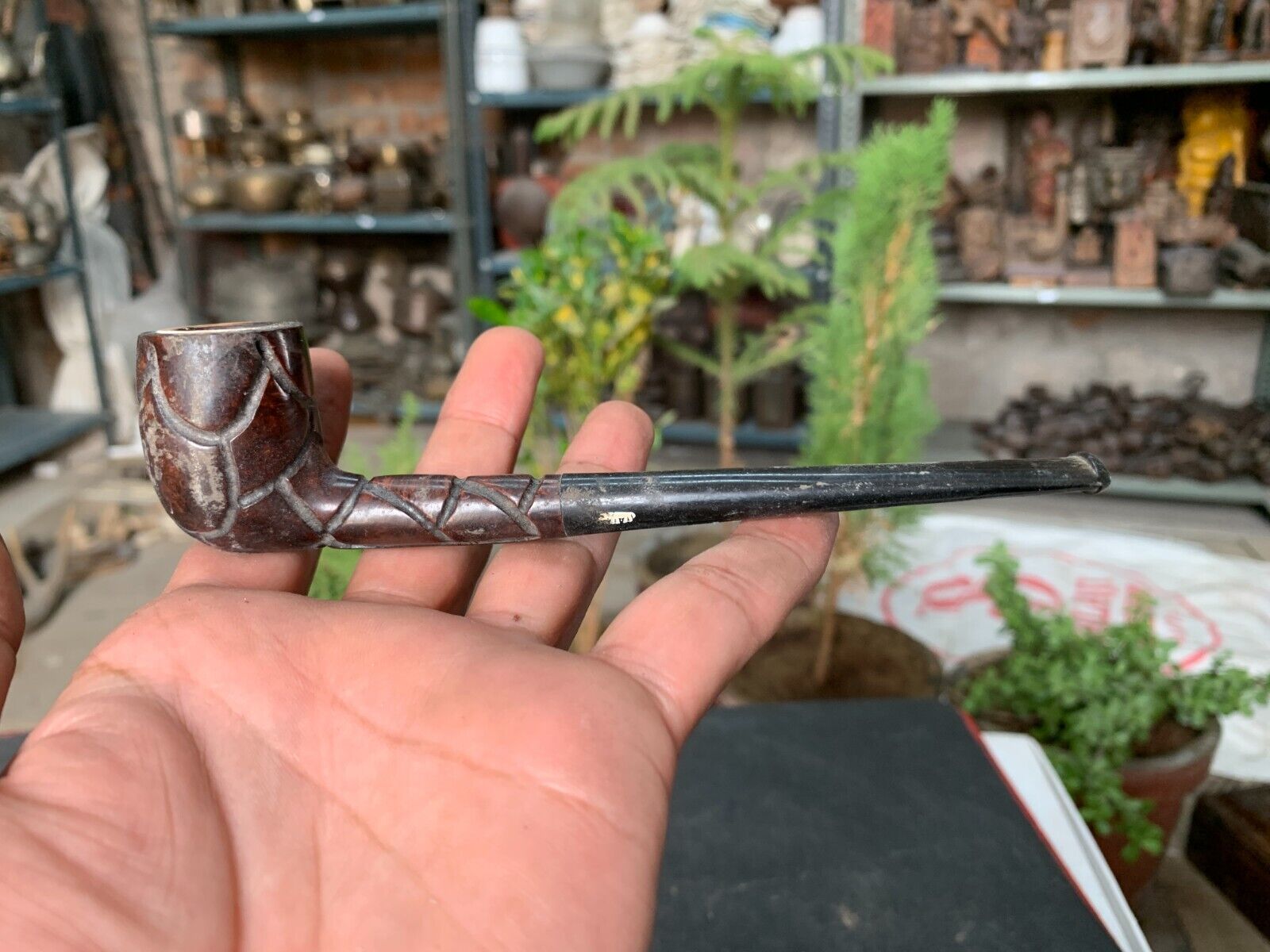 Rare Vintage Old Collectible Handcrafted Wooden 10 Kiko Tanzania Smoking Pipe
