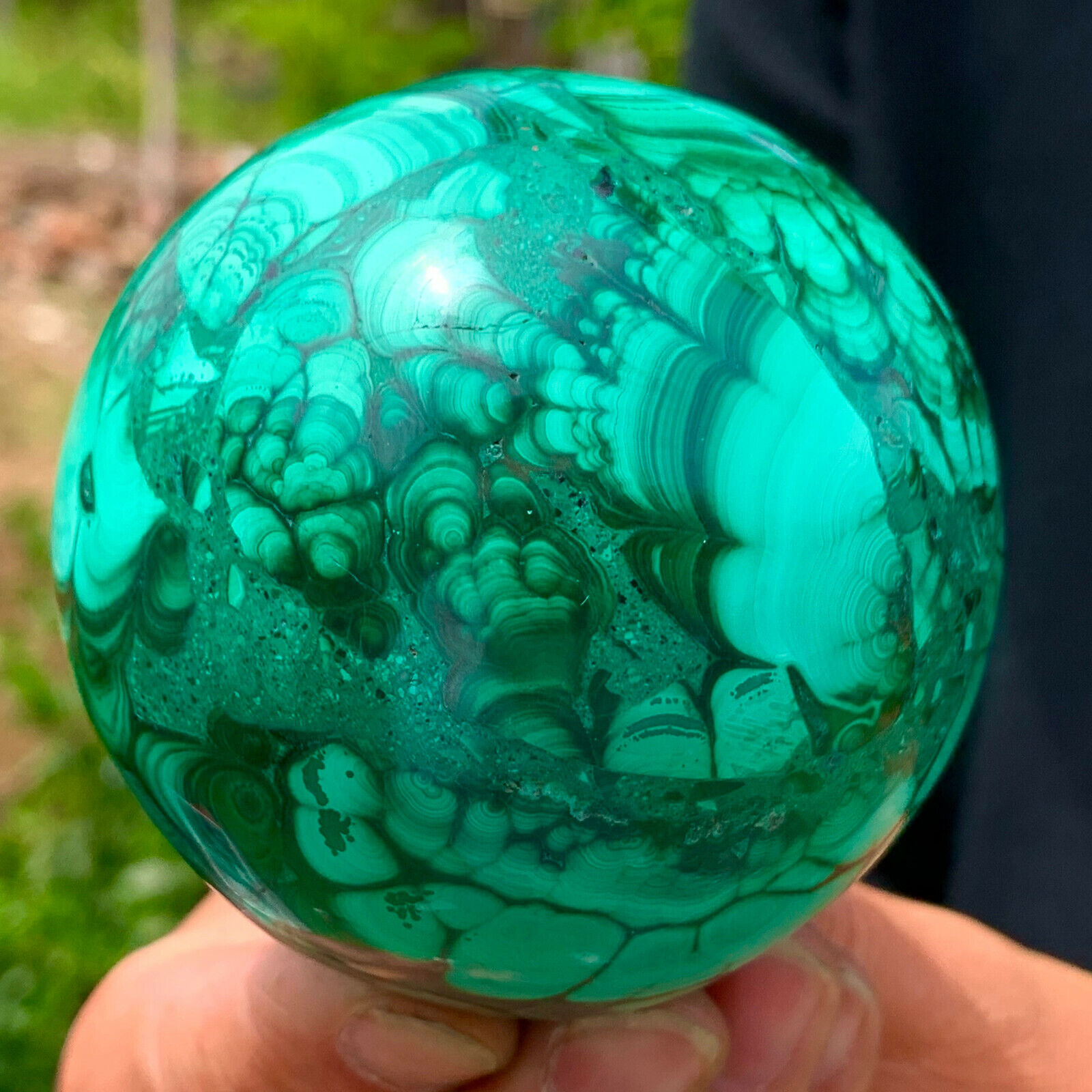 1.32LB Natural Beauty Shiny Green BrightMalachite Fibre Crystal From China