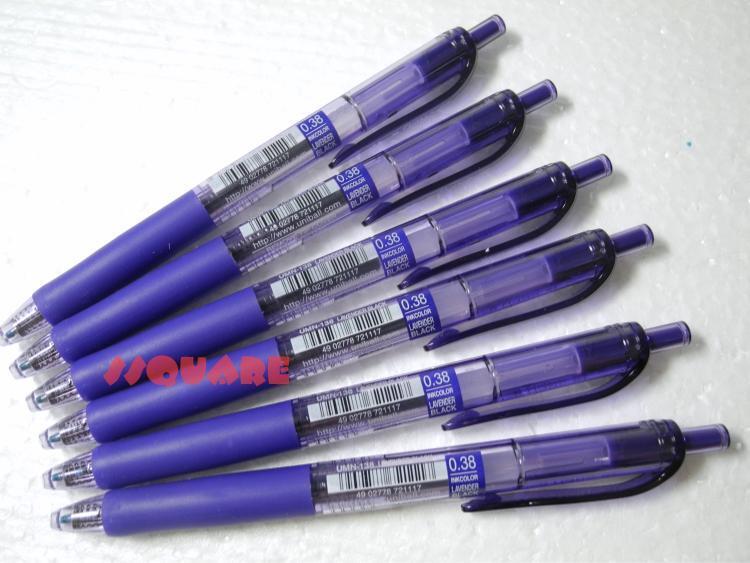 6 x Uni-Ball Signo UMN-138 0.38mm Retractable Roller Ball Pen, Lavender Black