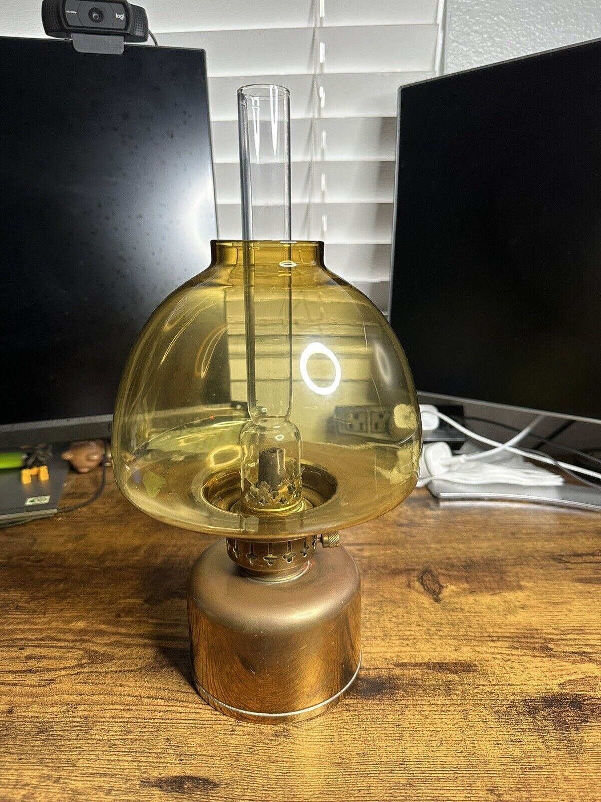 Hans Agne Jakobsson for Markaryd - Brass Oil Lamp Globe Glass Shade, Original