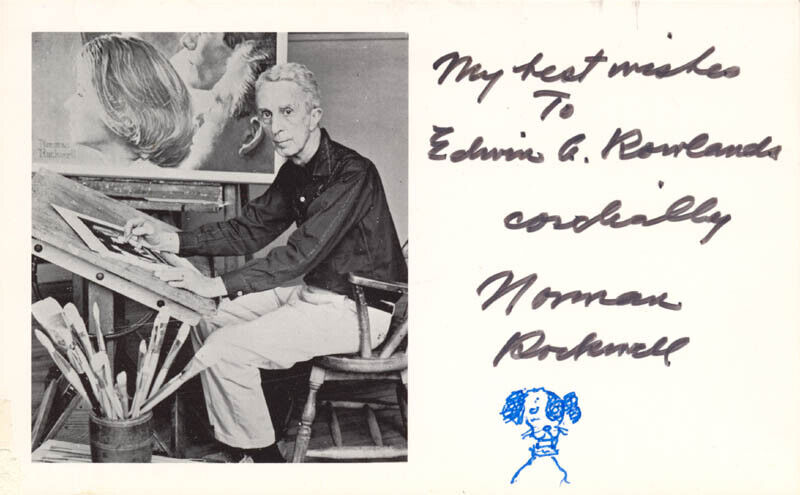 NORMAN ROCKWELL - INSCRIBED POST CARD SIGNED
