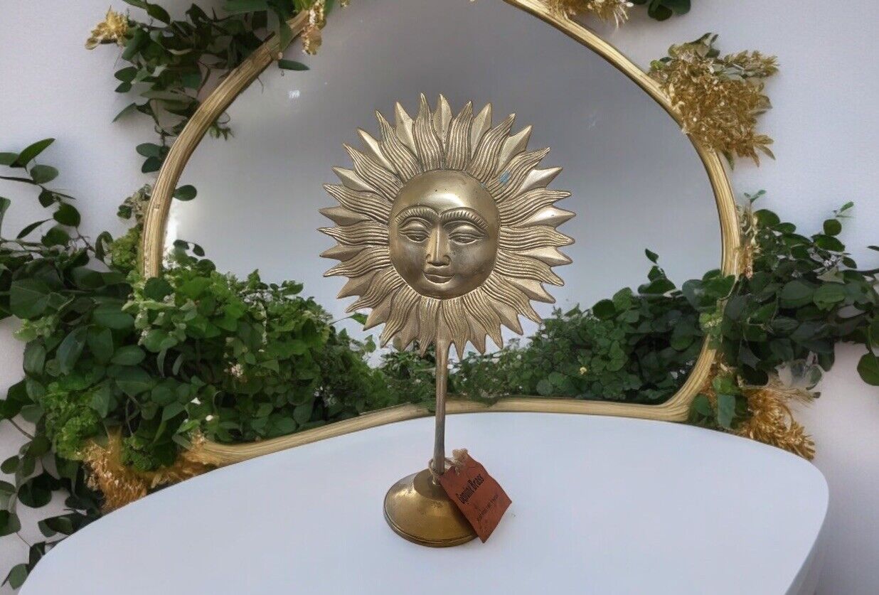Vintage Solid Brass Golden Life Force Sun Stand 12”  w Tag